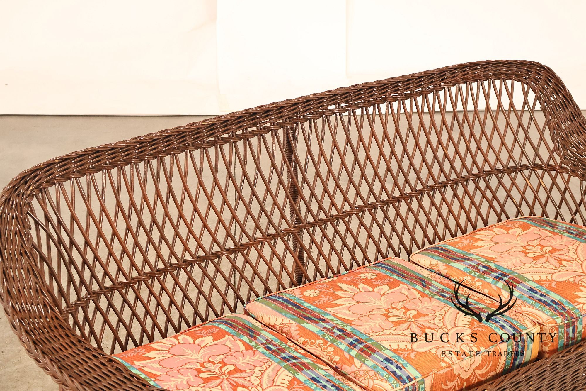 Antique Bar Harbor Style Wicker Sofa