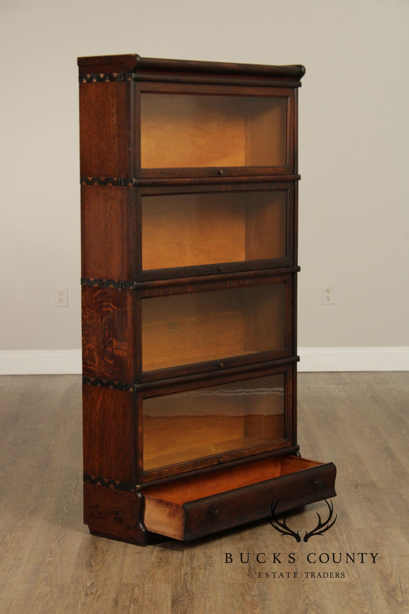 Macey Antique Oak Four-Stack Barrister Bookcase