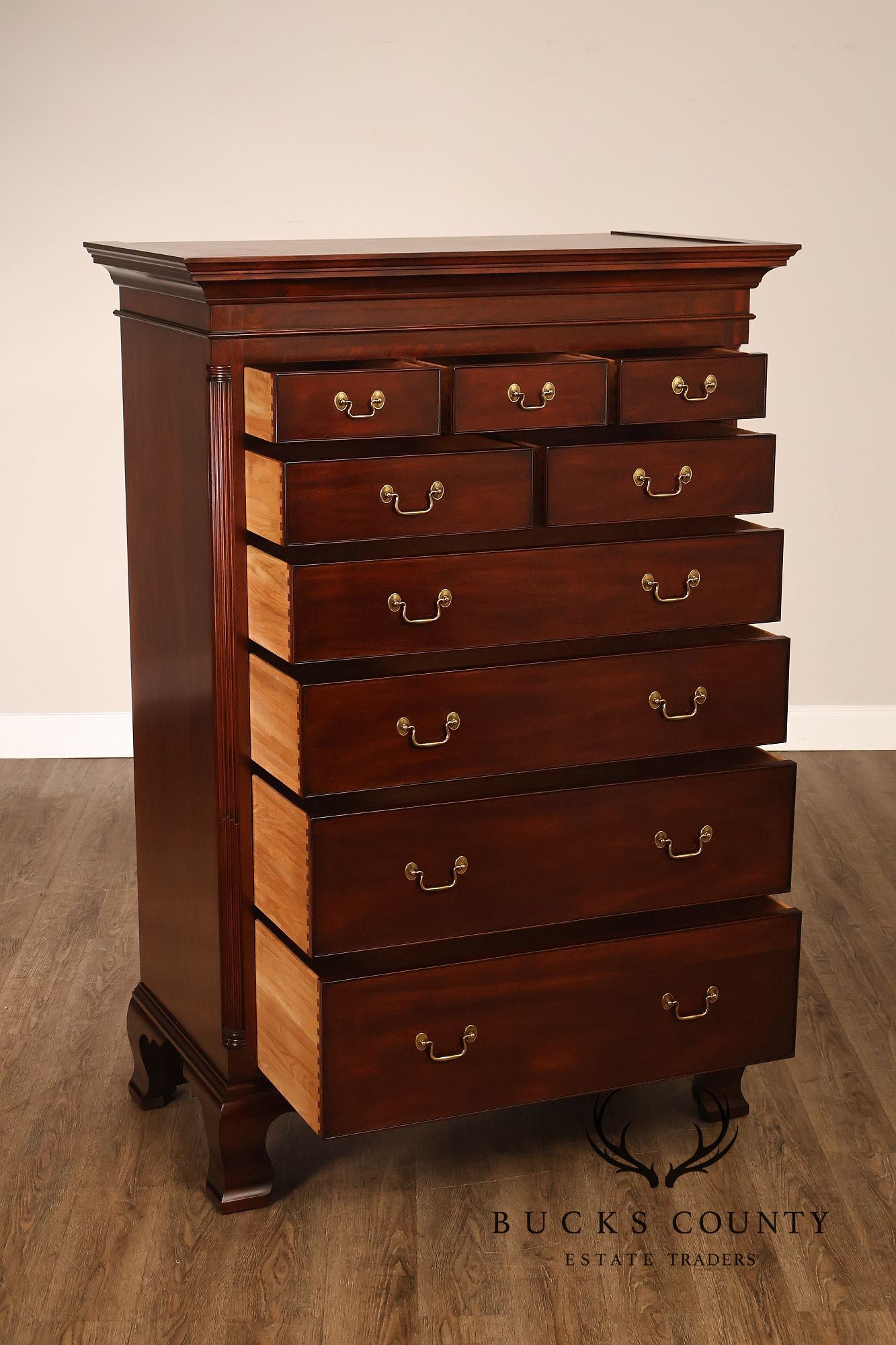 Henkel Harris Chippendale Style Mahogany Tall Chest
