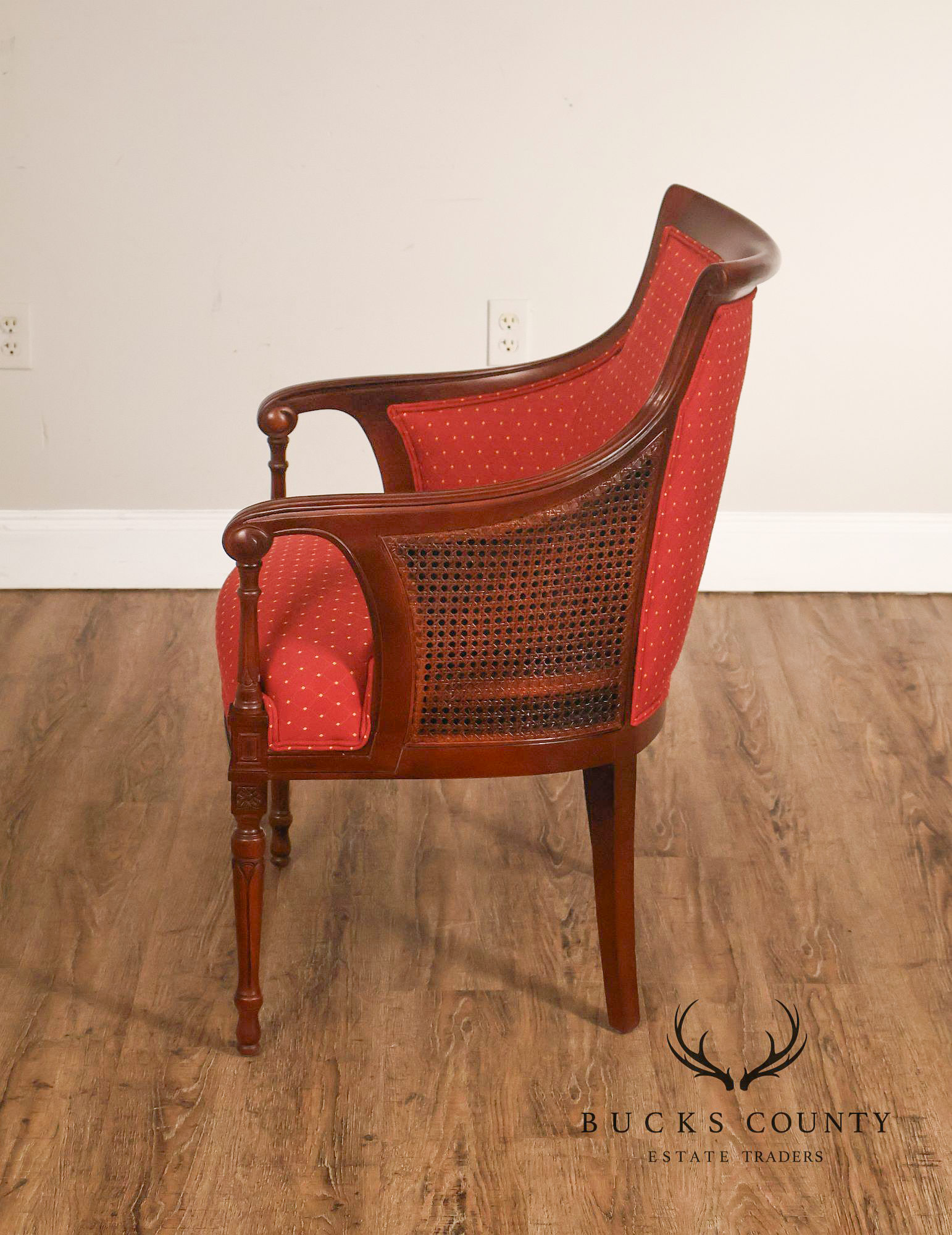 Bassett Federal Style Mahogany Cane Back Accent Chair