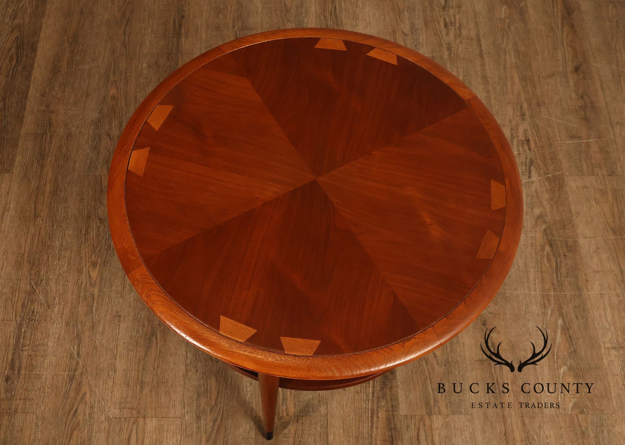 Lane Acclaim Mid Century Modern Walnut And Oak Round Two-Tier Side Table