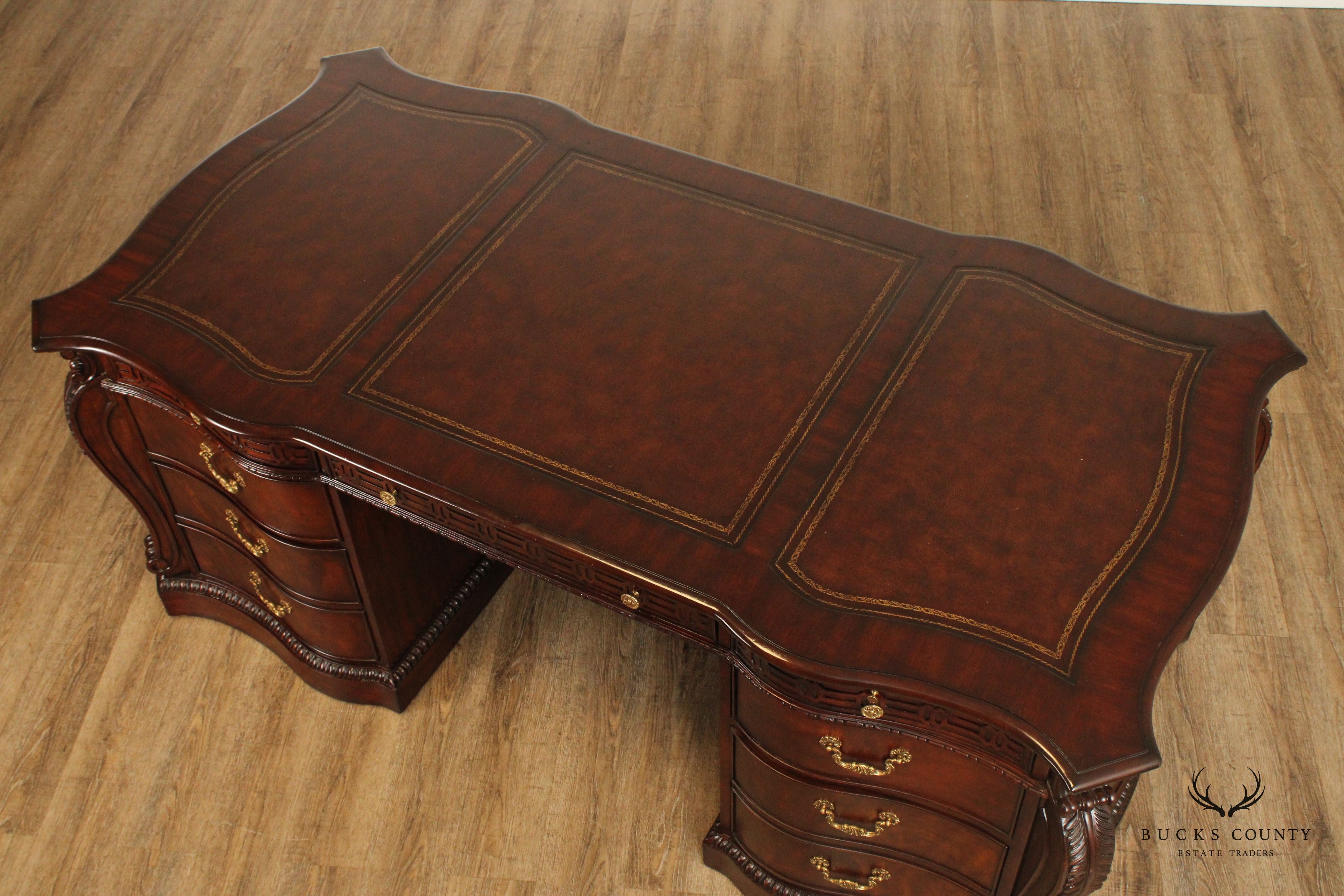 Georgian Style Leather Top Mahogany Executive Writing Desk