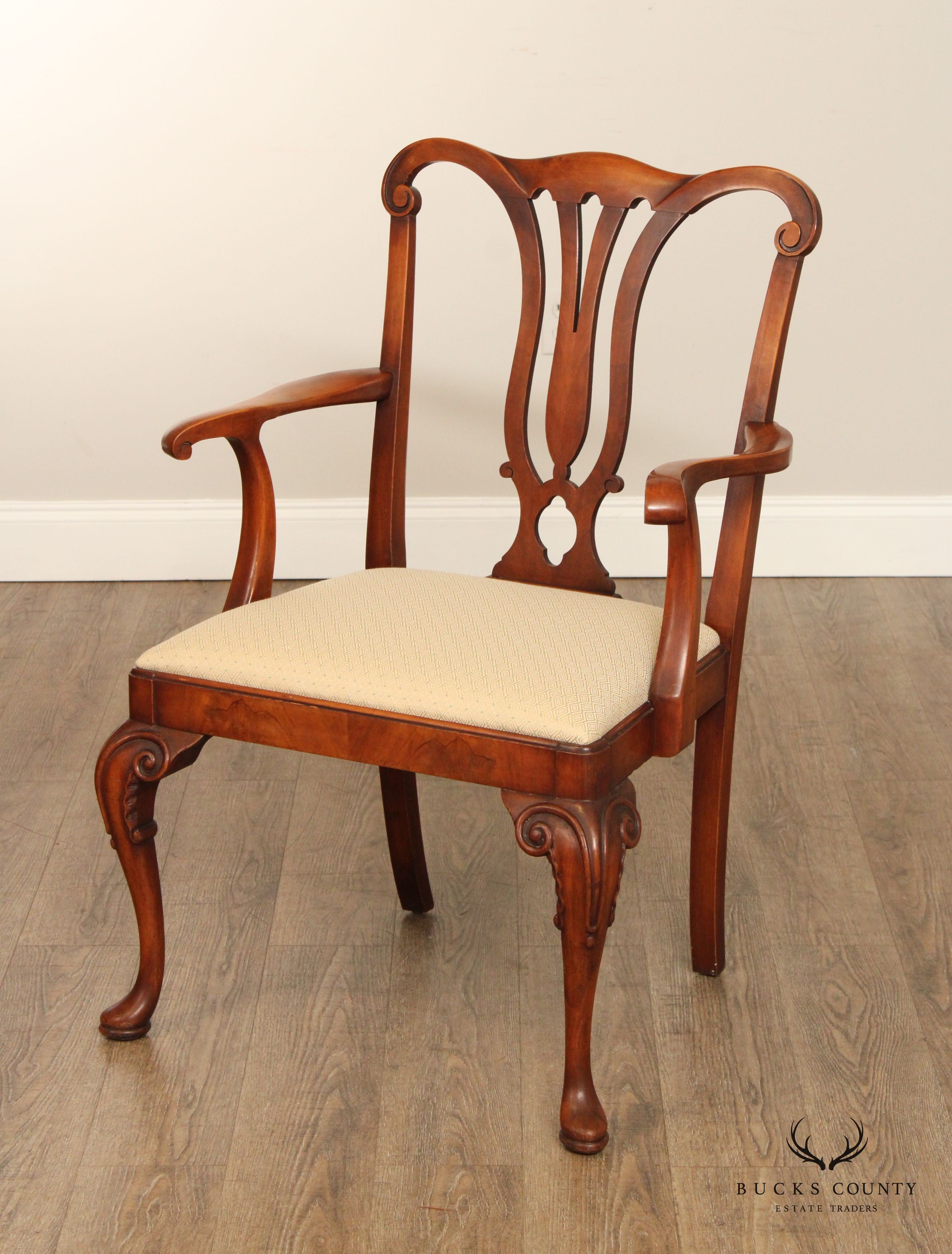 1930's Georgian Style Set of Six Carved Frame Dining Chairs