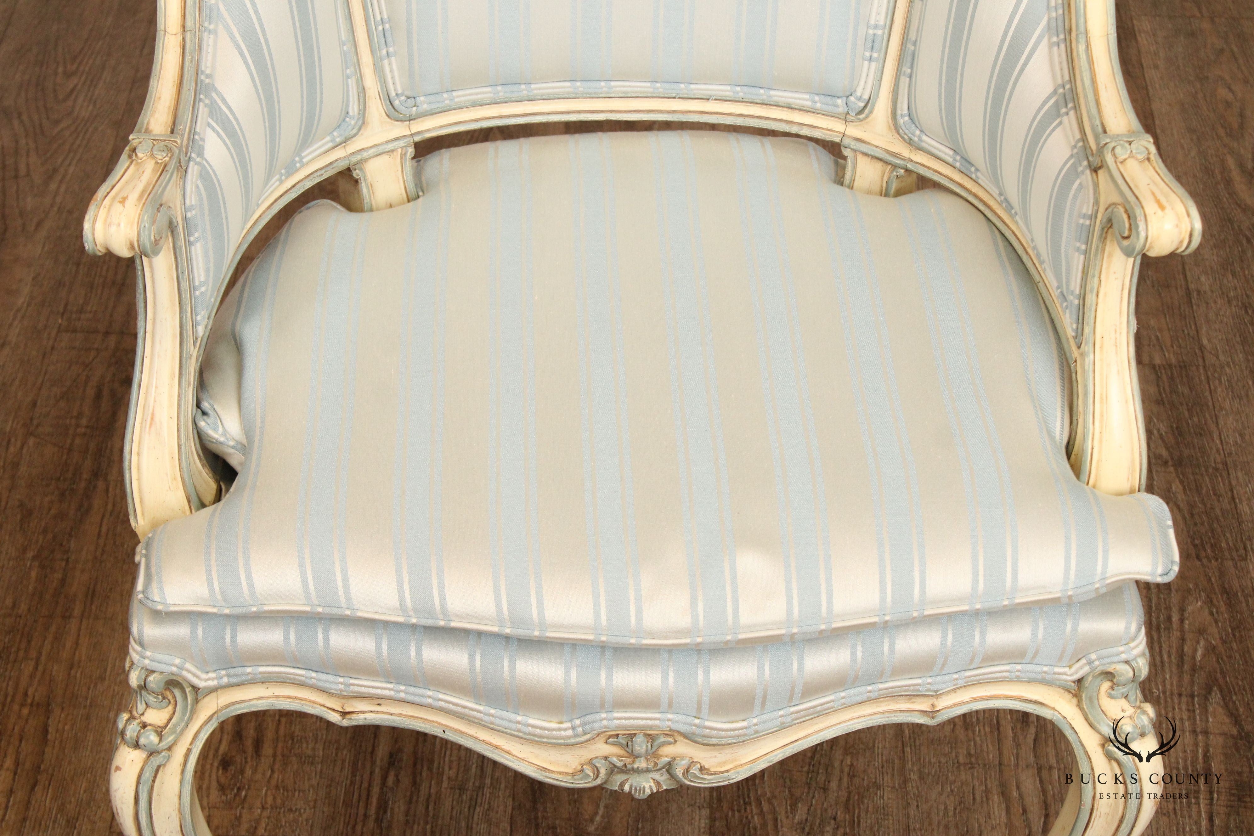 Karges French Provincial Style Painted Bergere Armchair