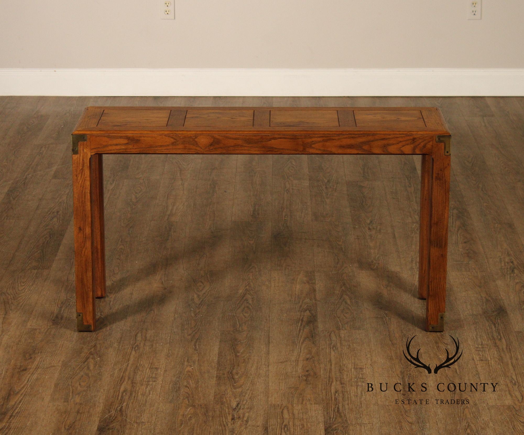 Henredon Artefacts Campaign Style Oak Console Table