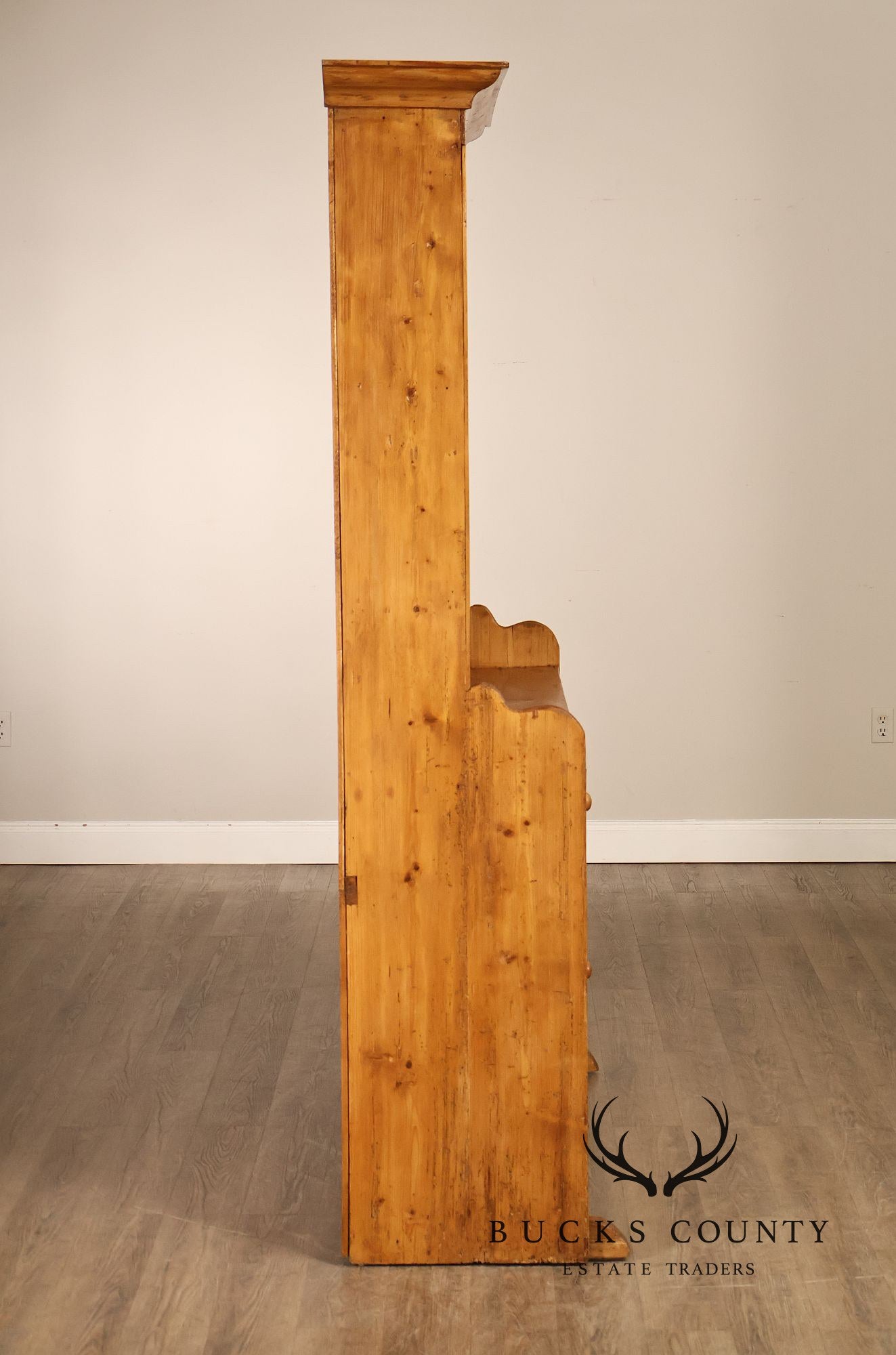 Antique English Farmhouse Pine Open Hutch Pantry Cupboard