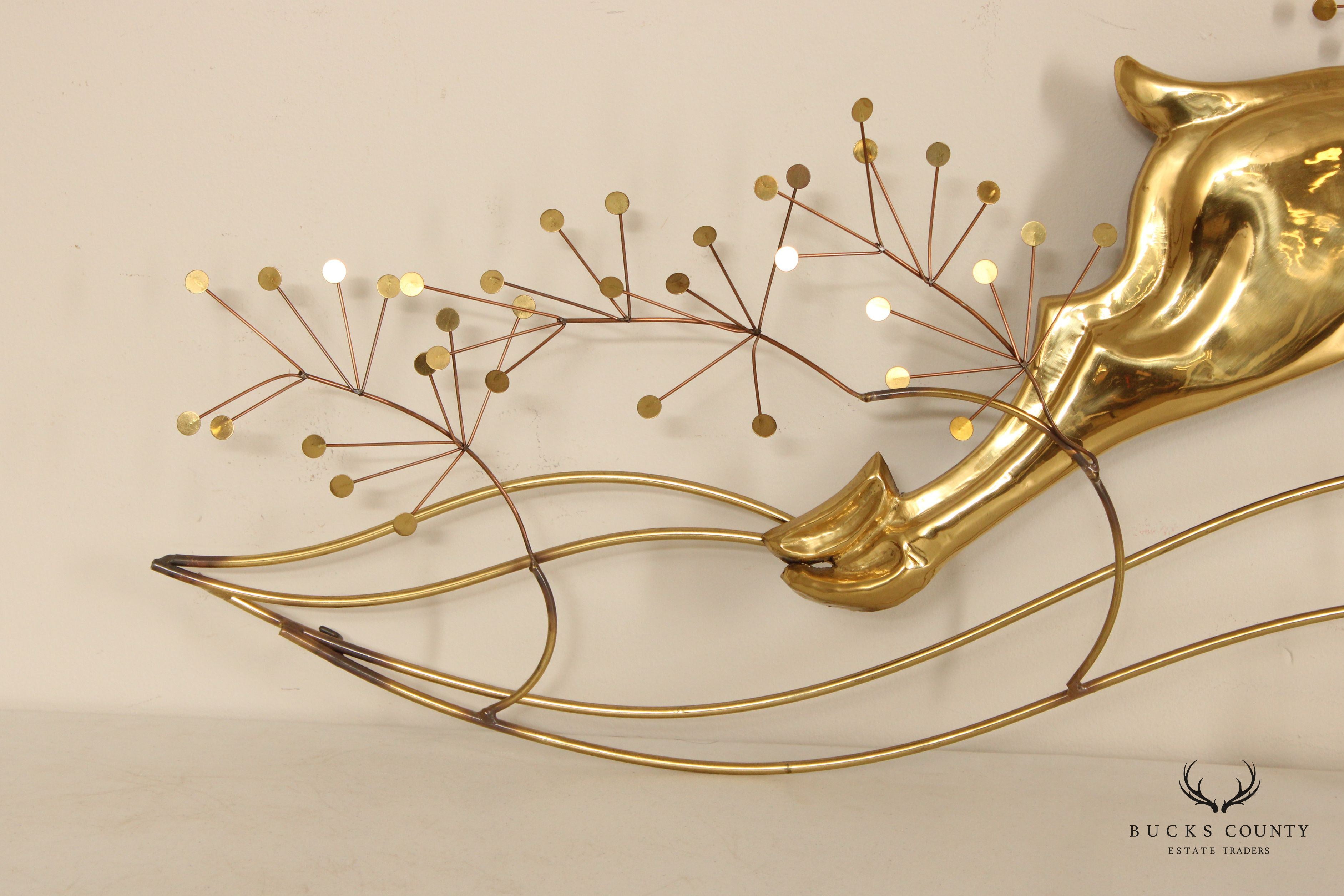 Curtis Jere Brass Gazelle Wall Sculpture