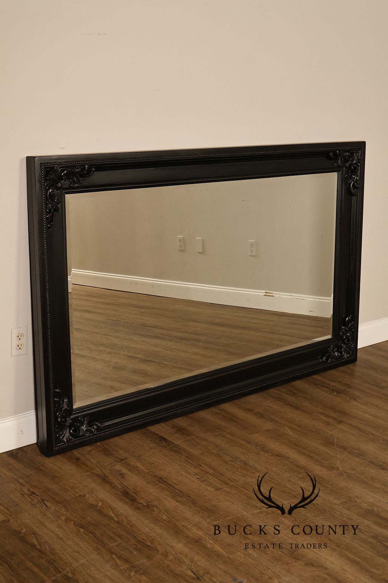 Rococo Style Large Ebonized Leaner Mirror