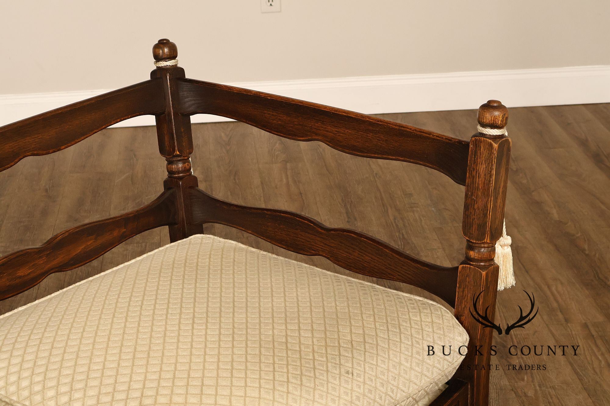 French Country Style Carved Oak Frame Three Seat Sofa