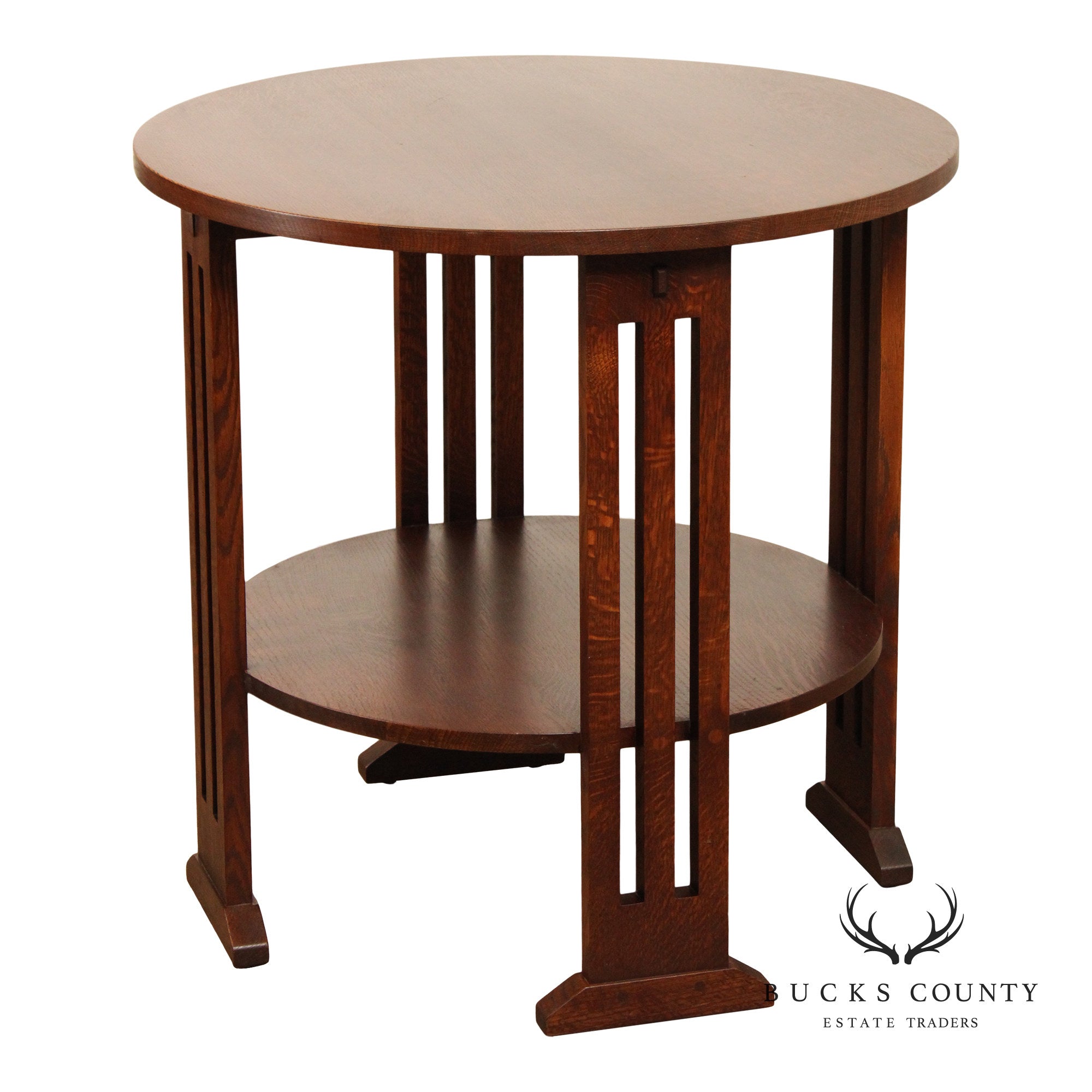 Stickley Mission Collection Oak Round Lamp Table