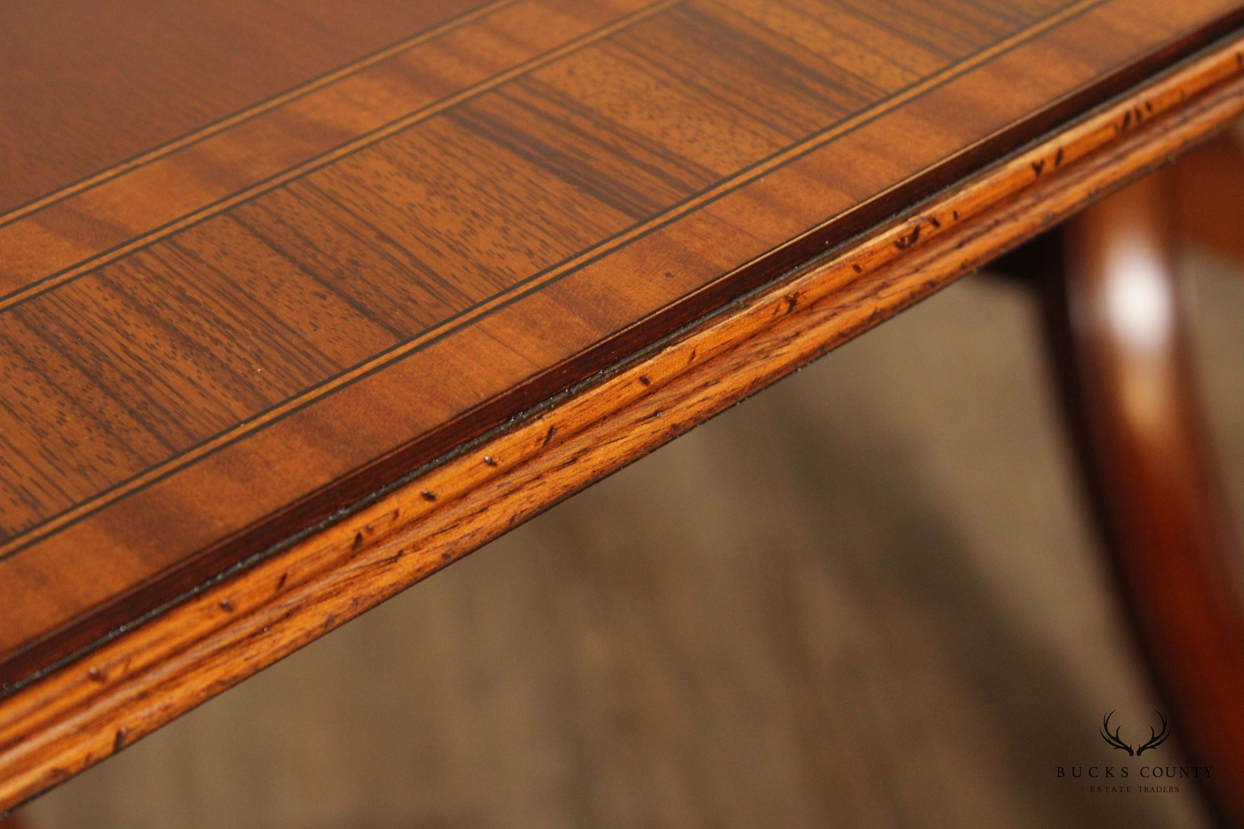 Georgian Style Banded Inlaid Mahogany Double Pedestal Dining Table