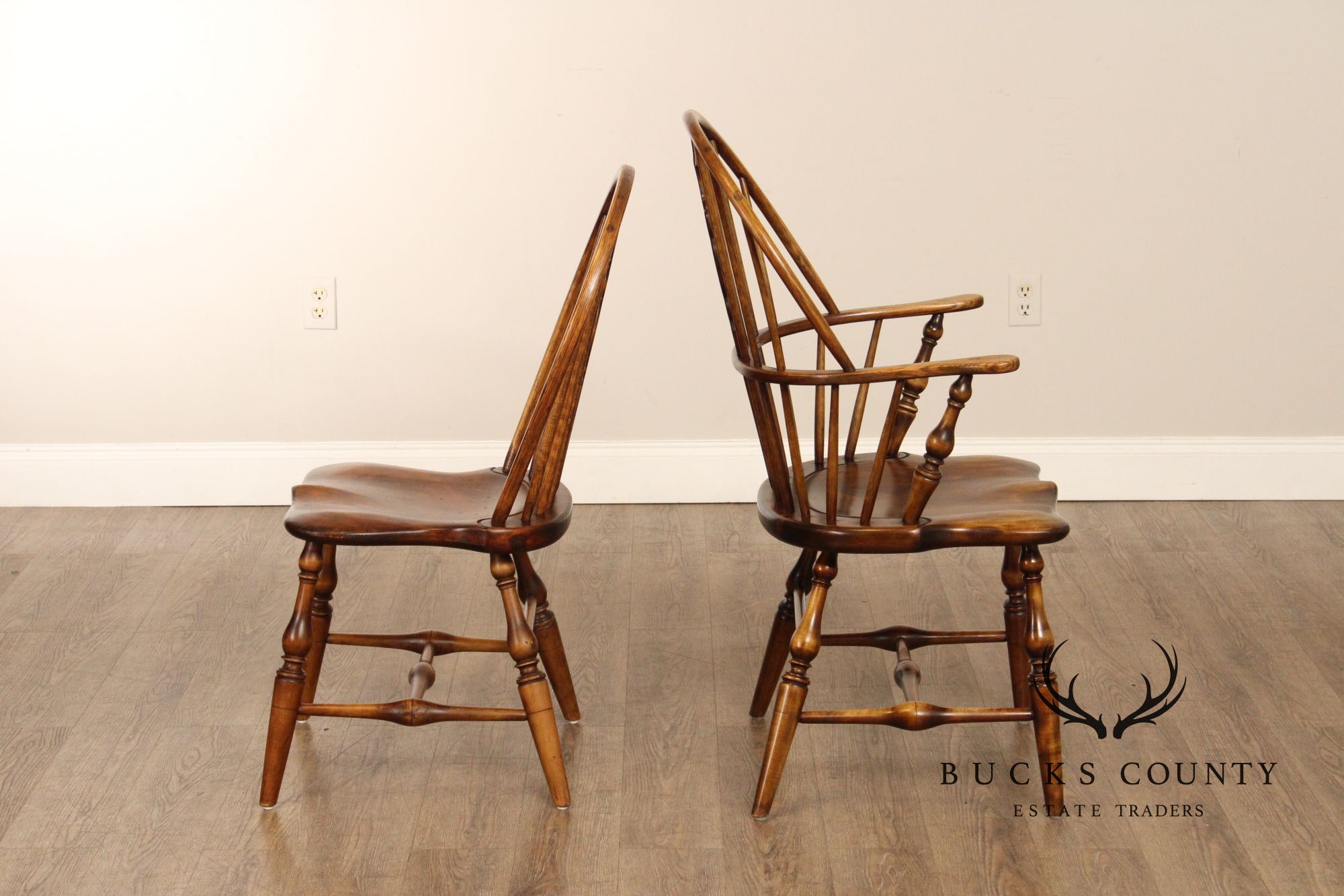 Custom Crafted Set Of 8 English Windsor Dining Chairs