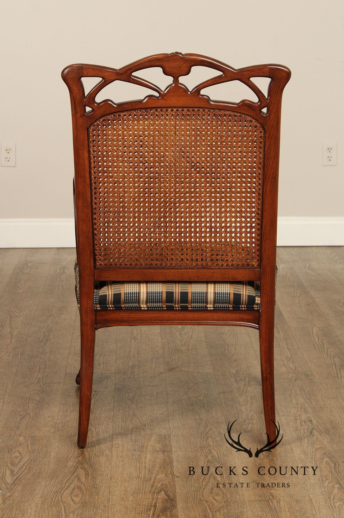 FRENCH ART NOUVEAU STYLE CANE BACK ARMCHAIR