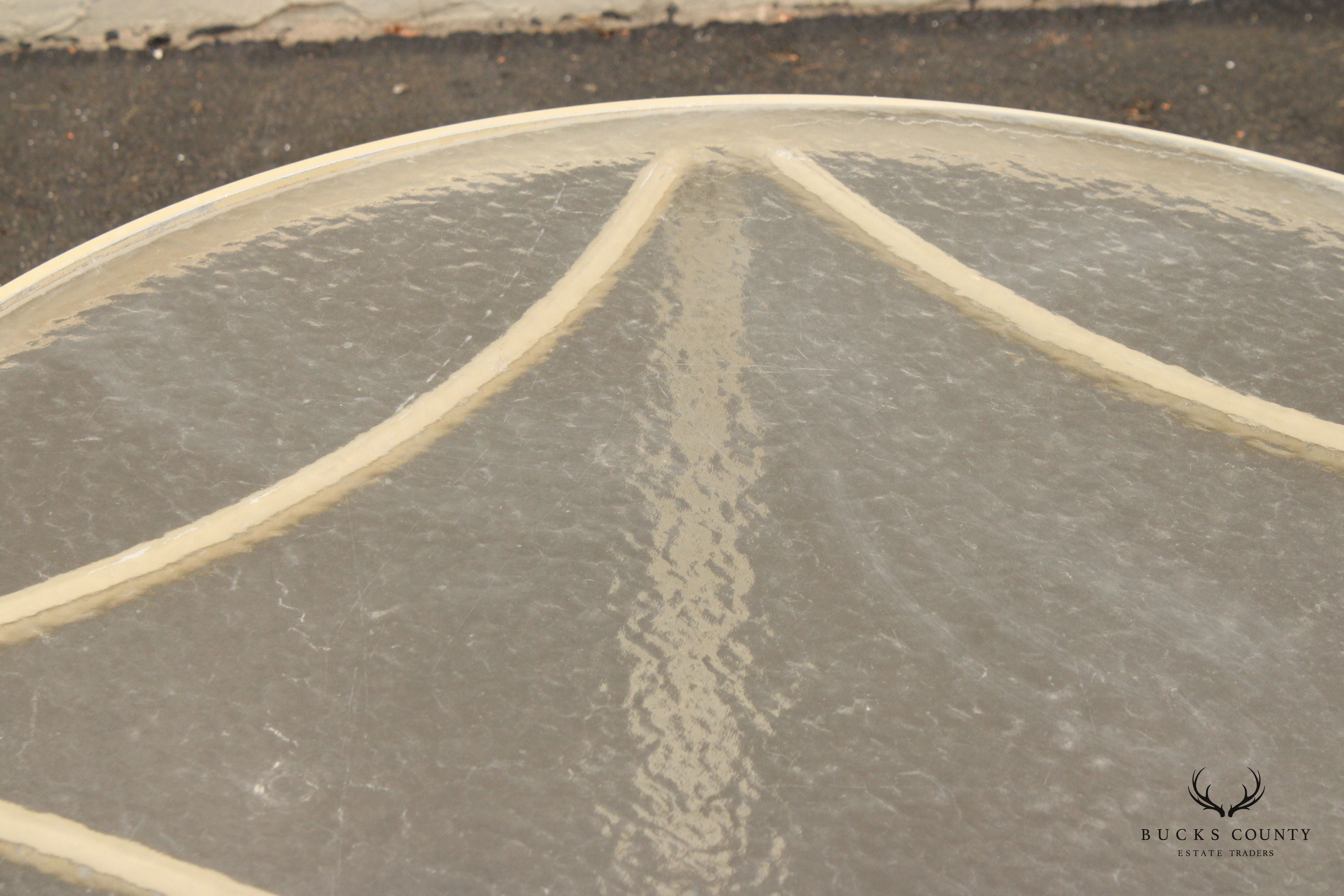 Mid Century Modern Round Aluminum Glass Top Patio Dining Table