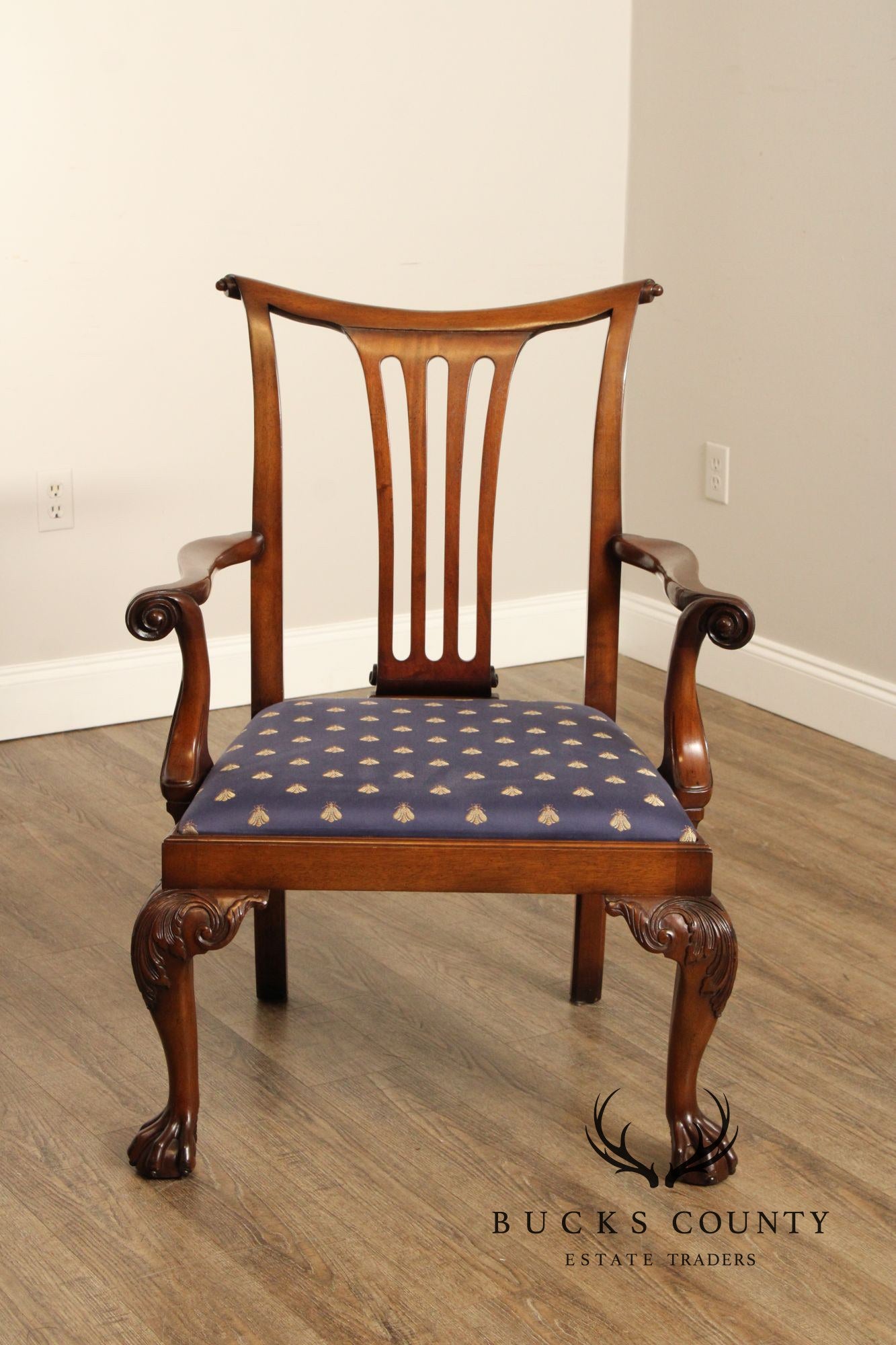 Baker Furniture Georgian Style Pair of Mahogany Armchairs