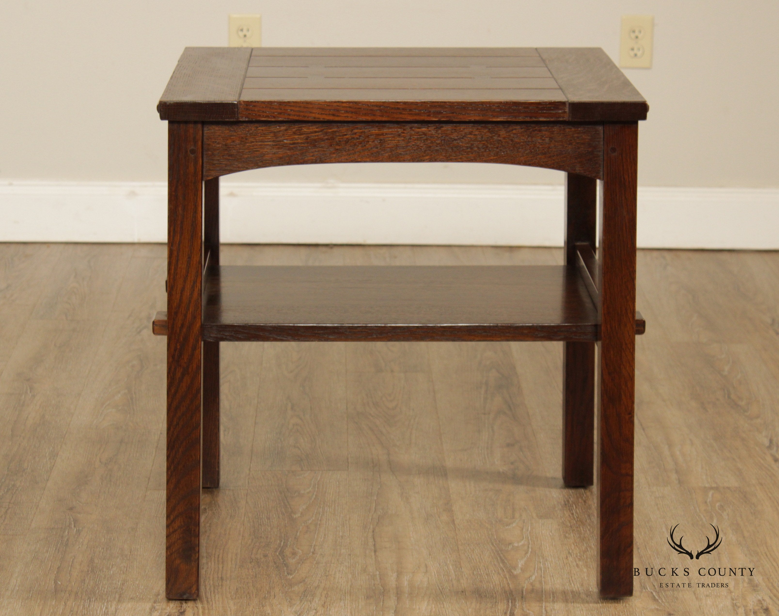 Stickley Mission Collection Oak Butterfly Top Pair End Tables