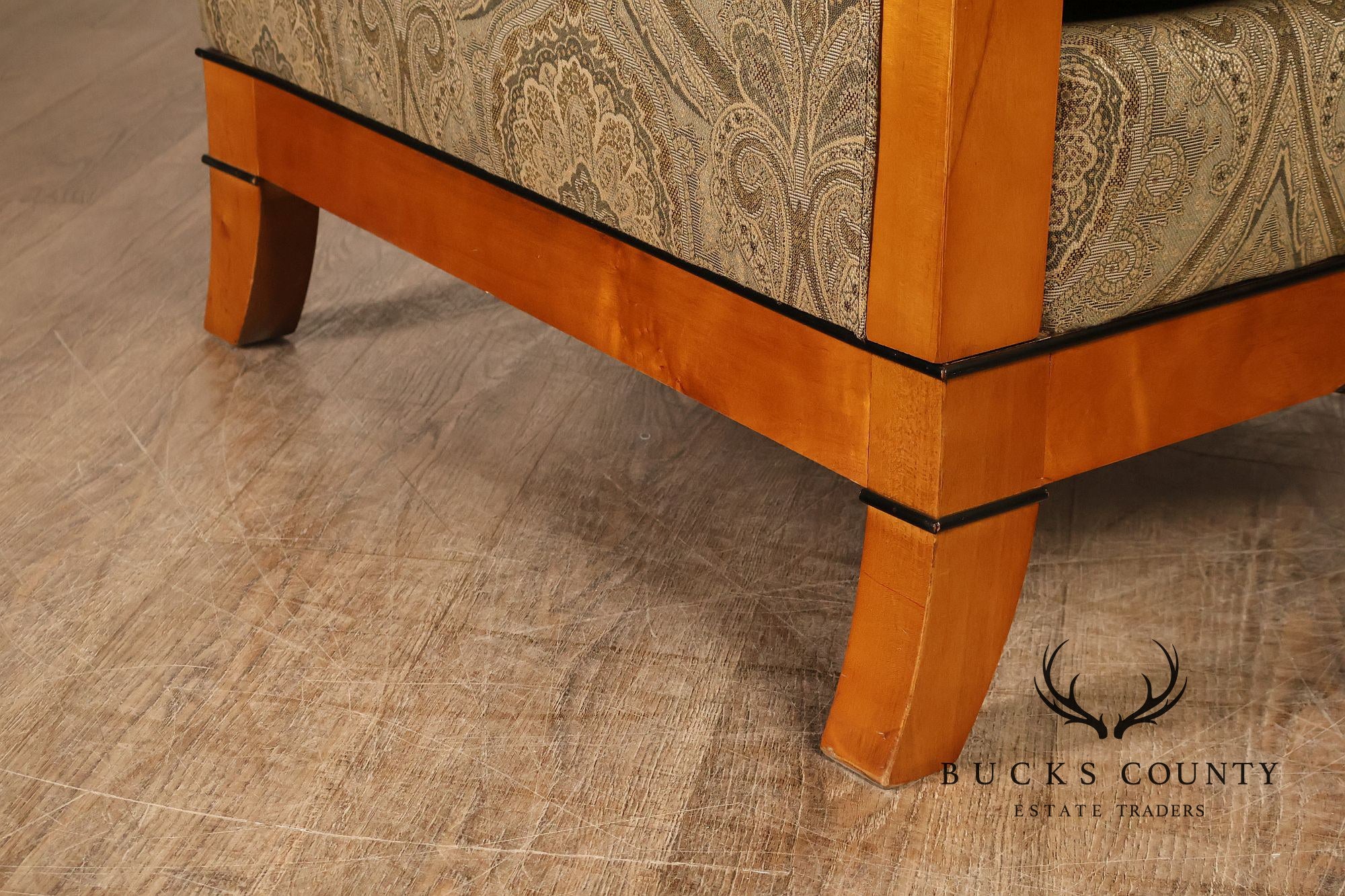 Sherrill Biedermeier Style Upholstered Armchair With Exposed Wood Frame