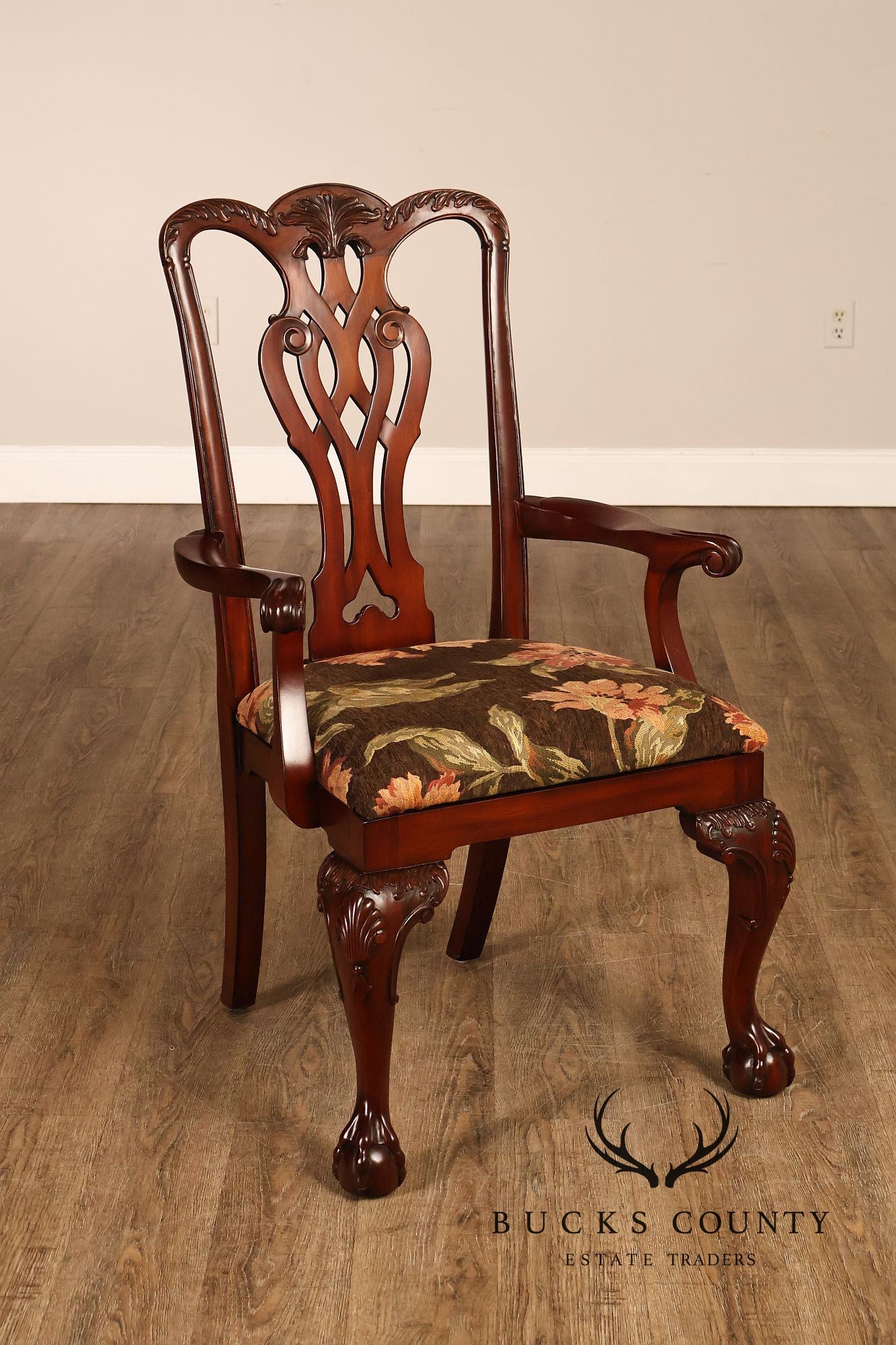 Maitland Smith Chippendale Style Set of Eight Mahogany Dining Chairs