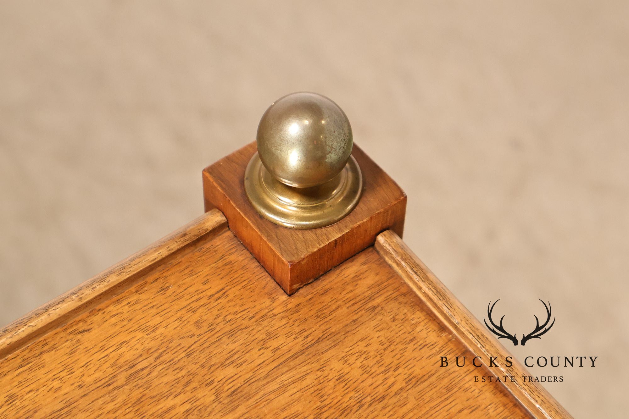 Brandt Furniture Regency Style Walnut Three-Tier Open Etagere Bookcase With Brass Ball Finials
