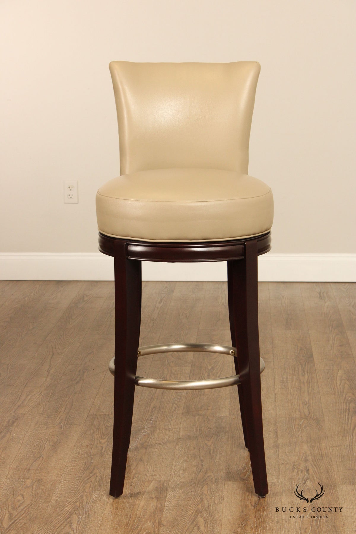 Designmaster Set Of Four 'Danbury' Leather Swivel Bar Stools