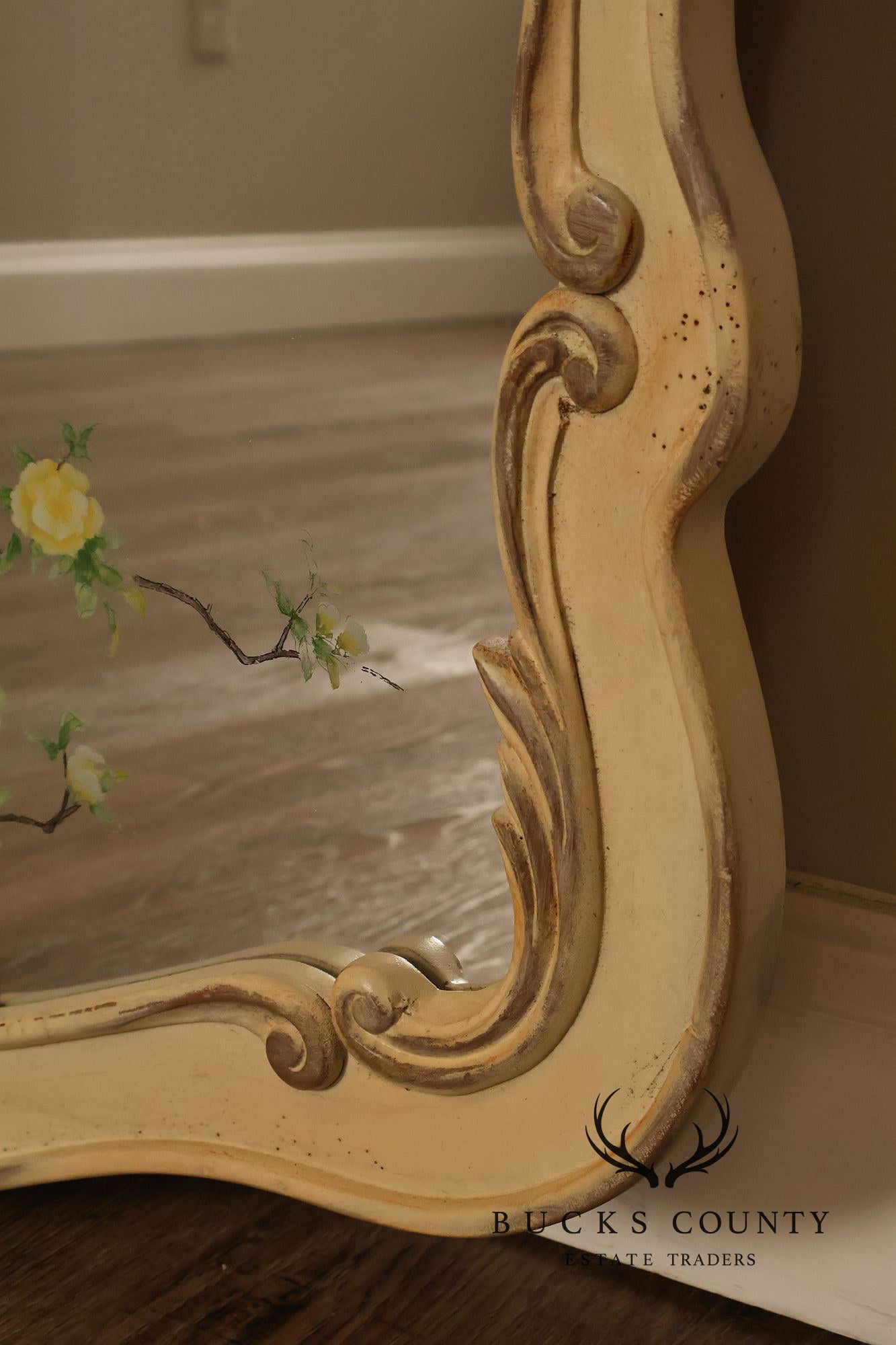 French Provincial Style Paint Decorated Wall Mirror