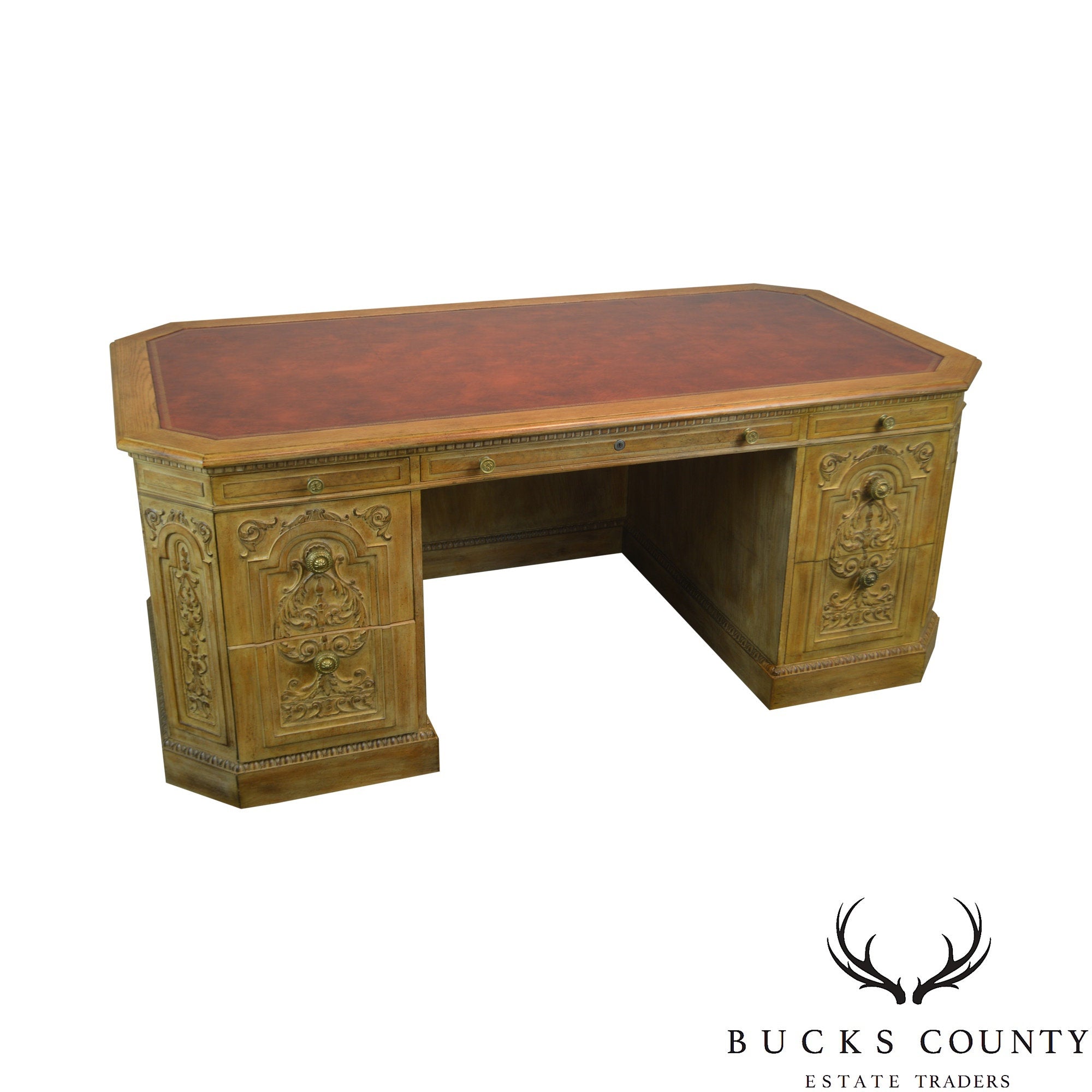 French Rococo Style Custom Quality Carved Executive Desk