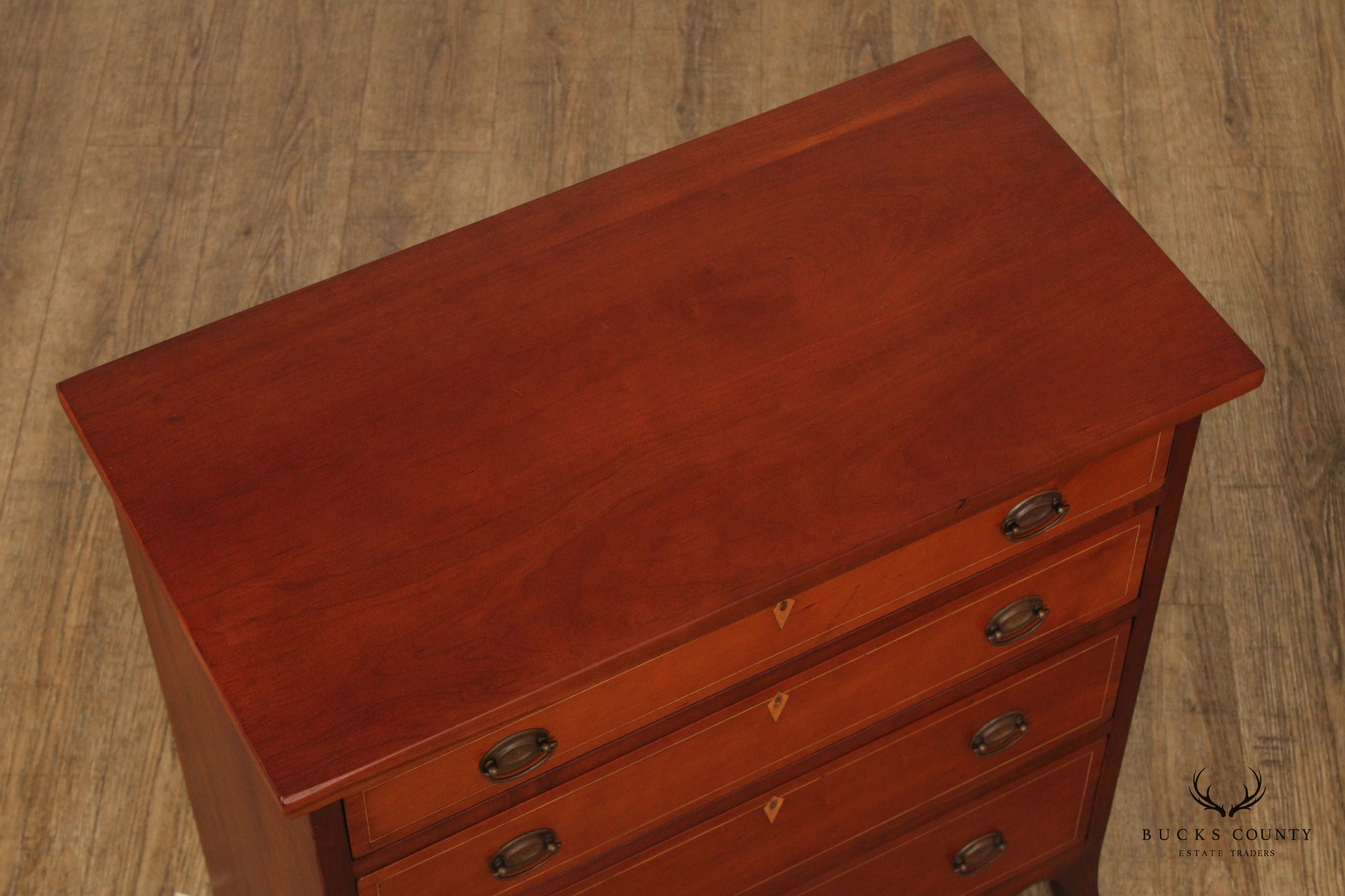 Hand Crafted Federal Style Inlaid Cherry Chest of Drawers