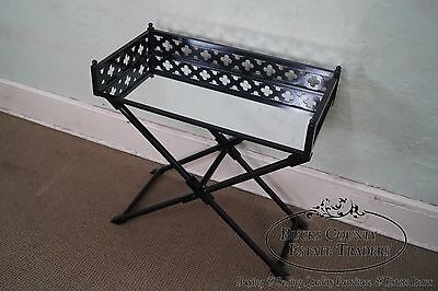 Ebonized Folding Tray Top Serving Table