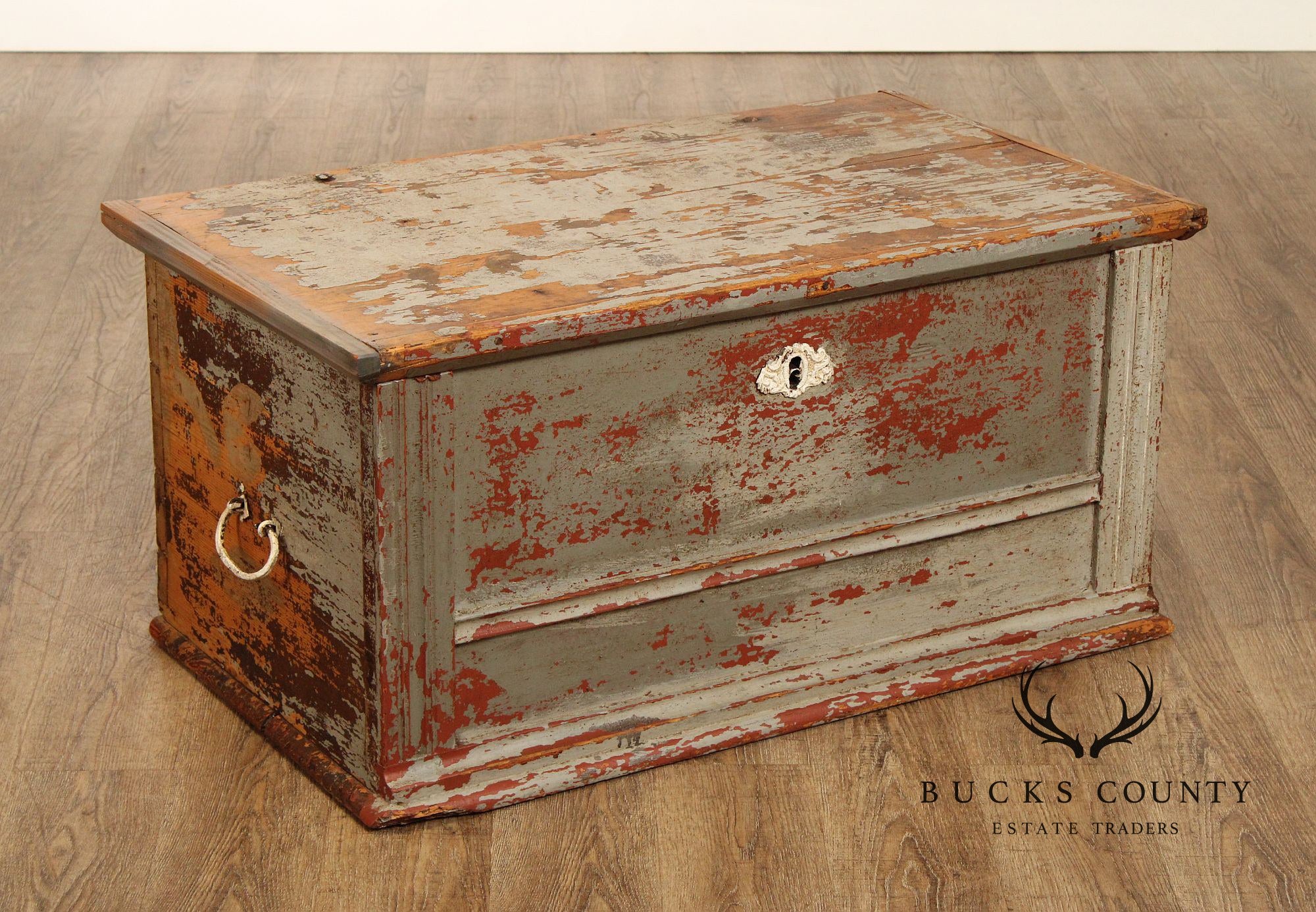 Antique Swedish Painted Pine Blanket Chest