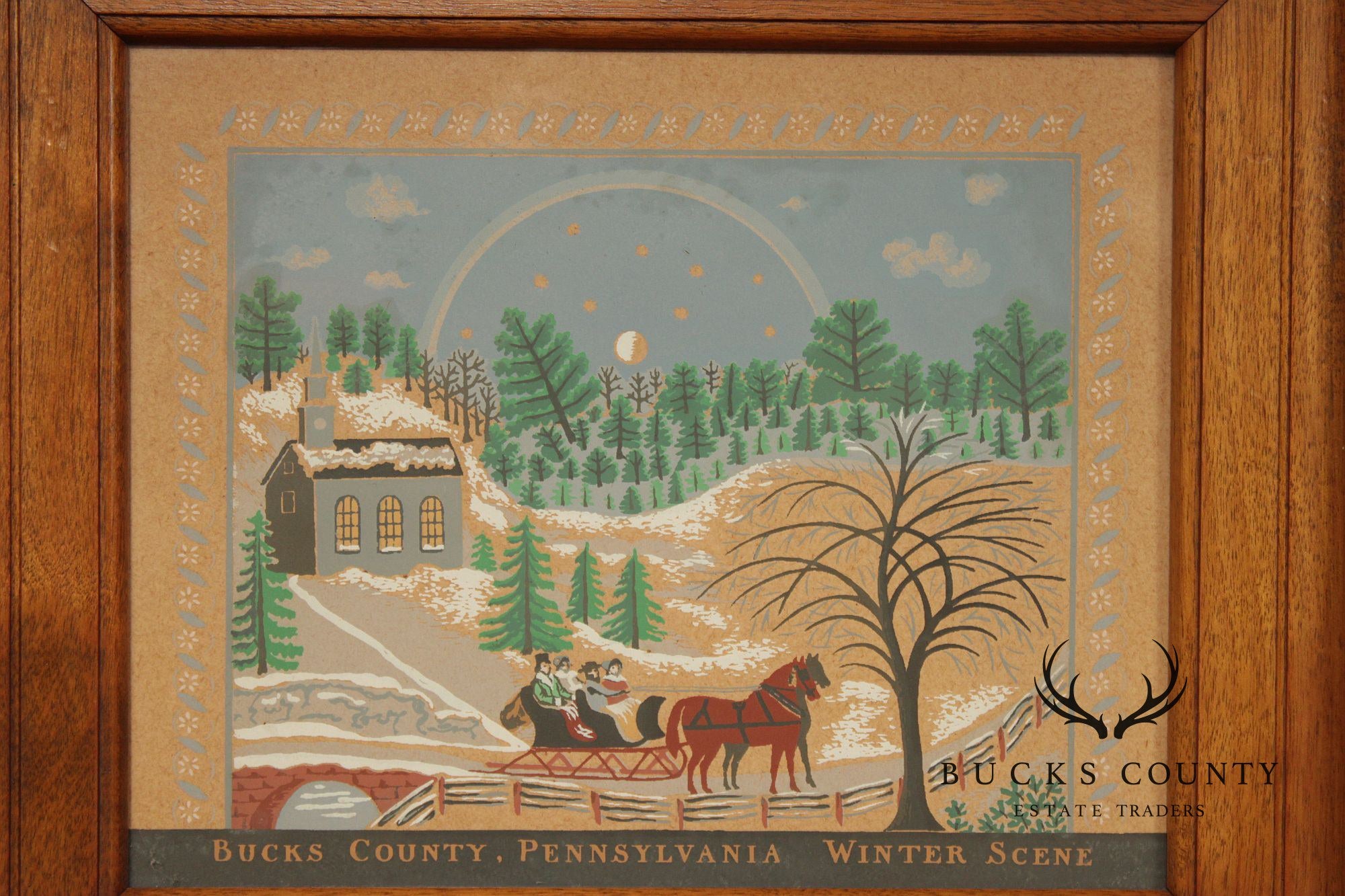 Folk Art Style Set of Four Bucks County Framed Prints