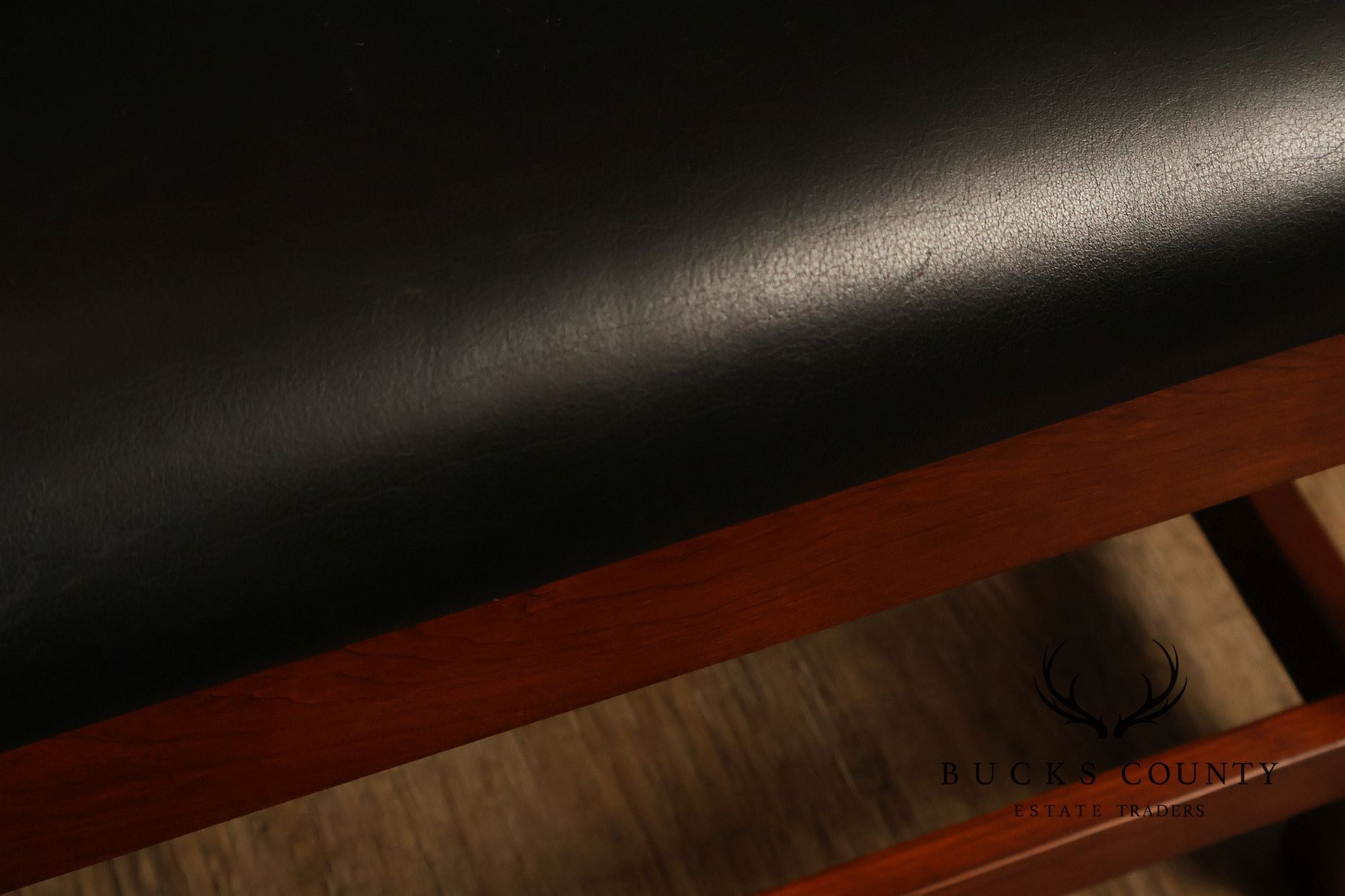 Stickley Mission Collection Leather and Cherry Spindle Bench