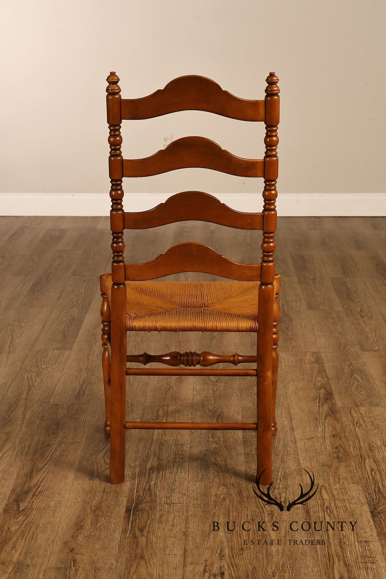 Vintage Set Of 12 Maple Rush Seat Ladderback Dining Chairs