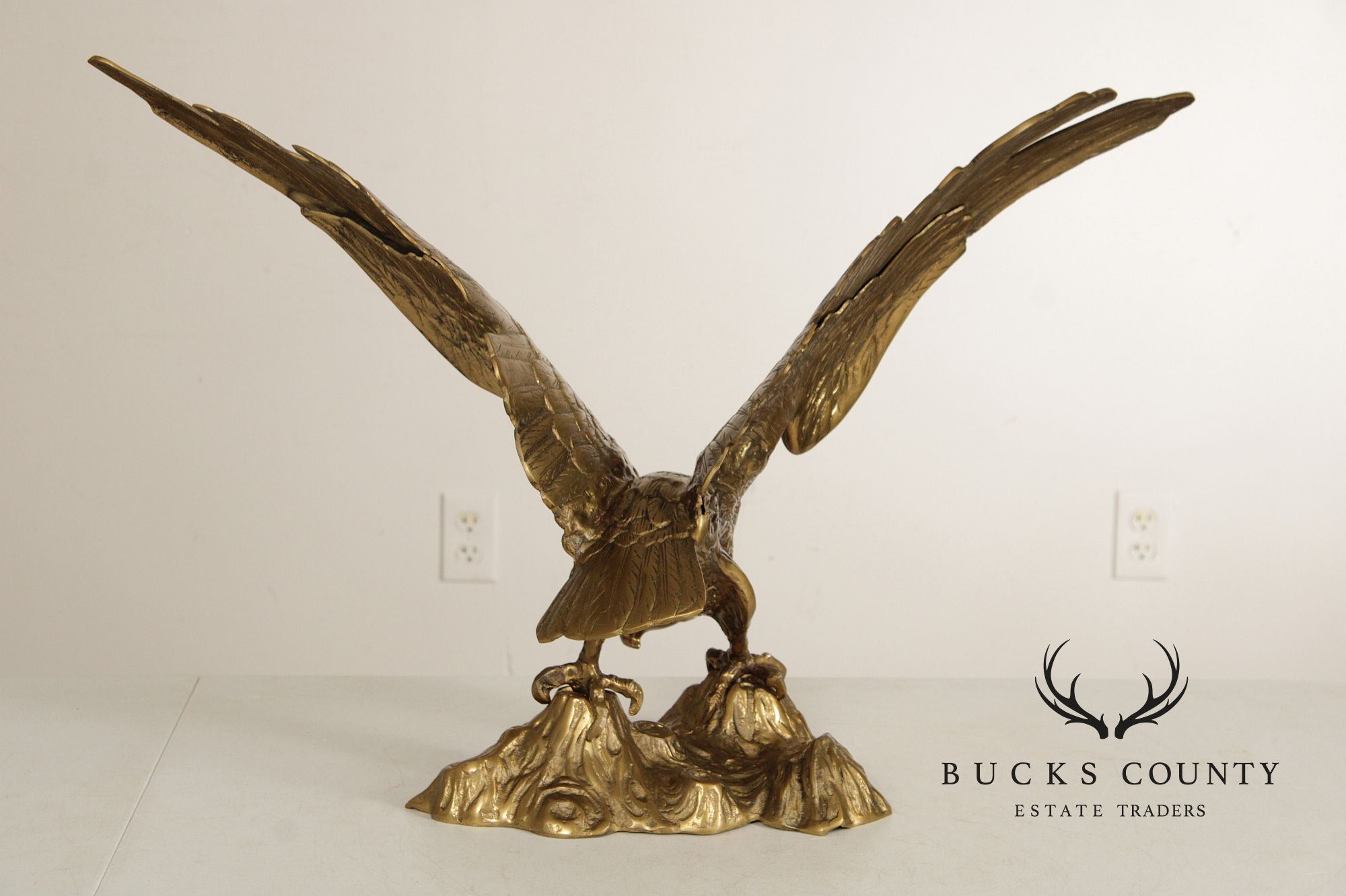 Large Vintage Brass Eagle Statue