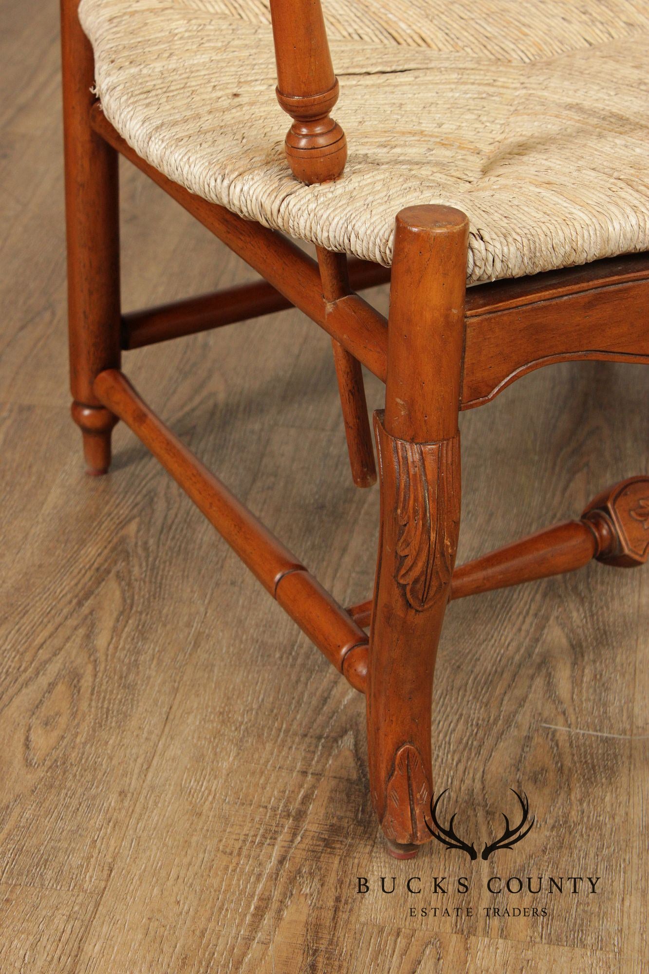 French Country Style Vintage Rush Seat Settee