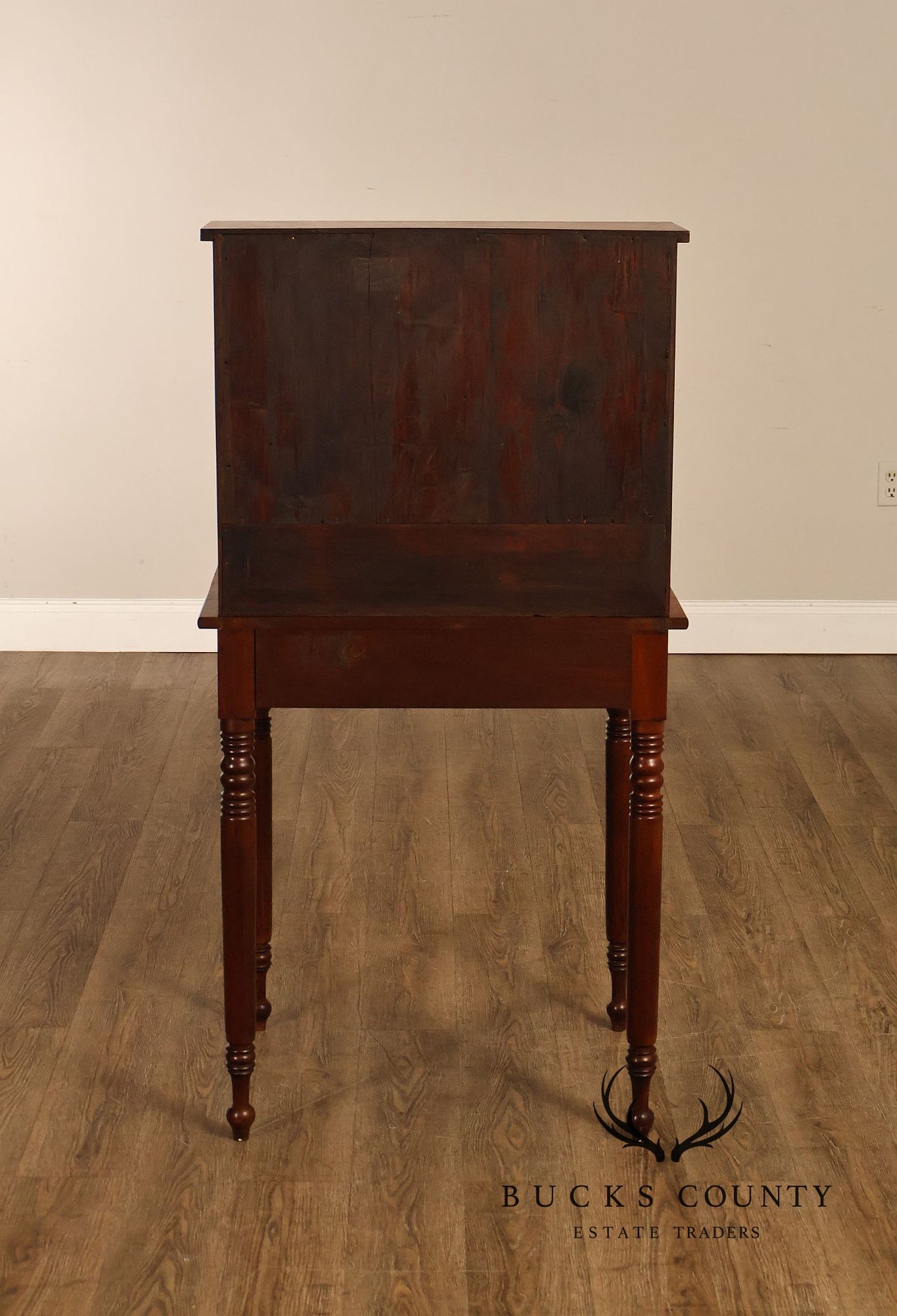 Antique Walnut Two-Part Writing Desk With Cubbyhole Organizer