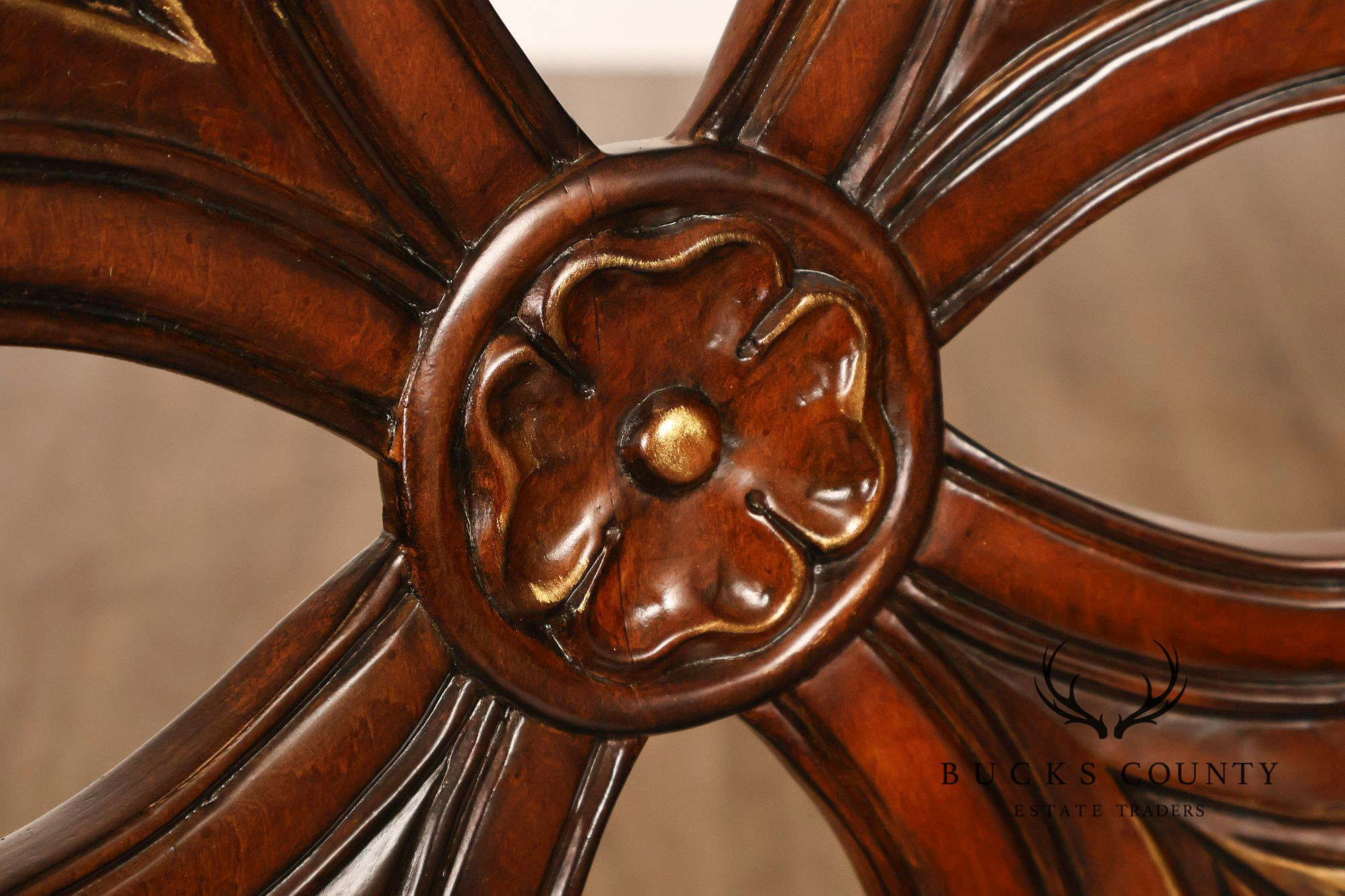 Quality Set Of Four  Carved Mahogany Swivel Bar Stools