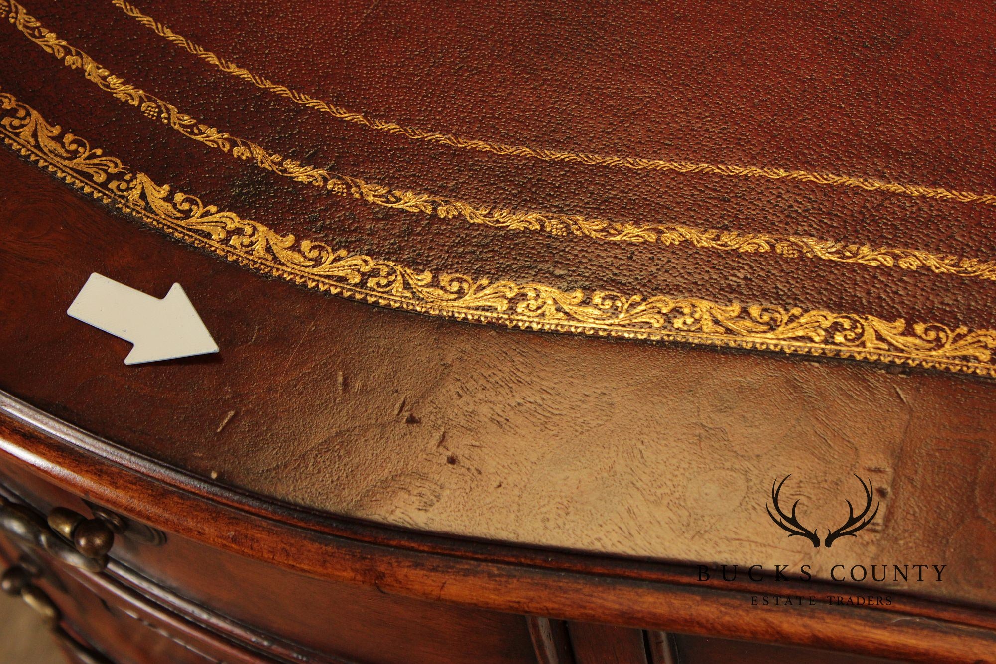 Regency Style Leather Top Walnut Kidney Executive Desk