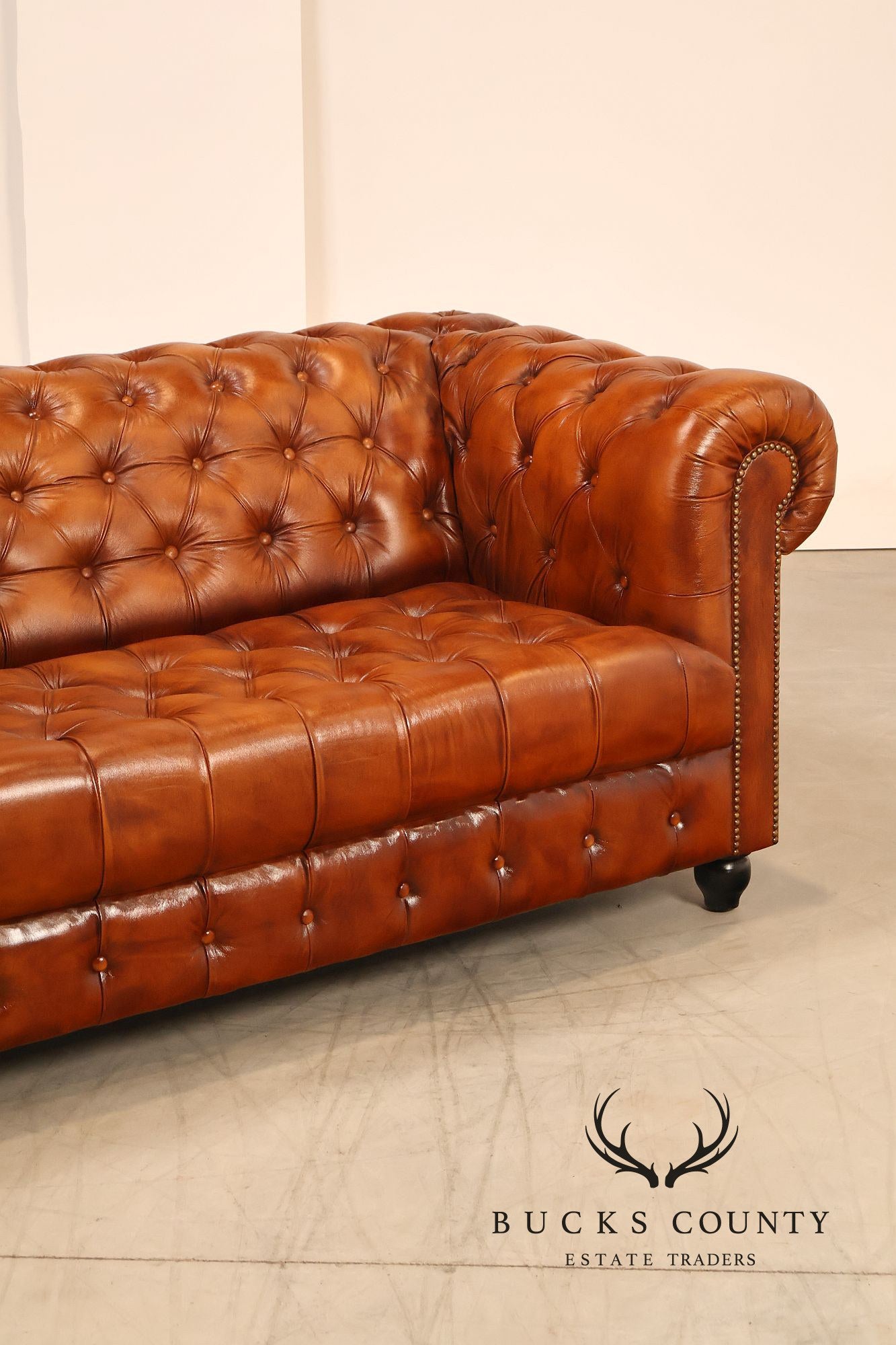 Chesterfield Style Brown Leather Sofa