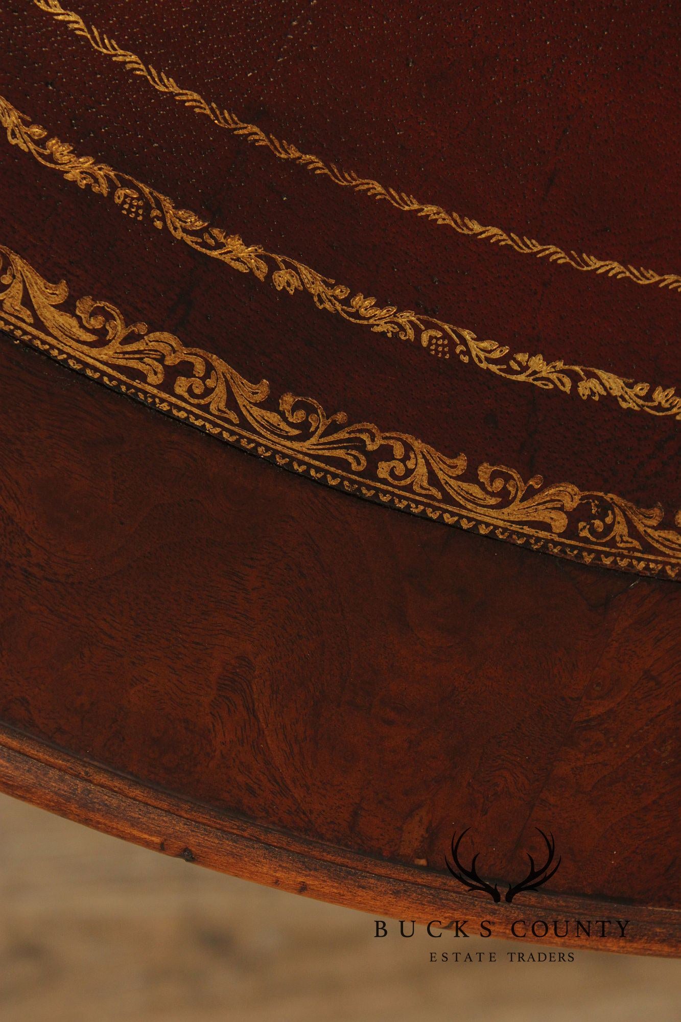 Regency Style Leather Top Walnut Kidney Executive Desk
