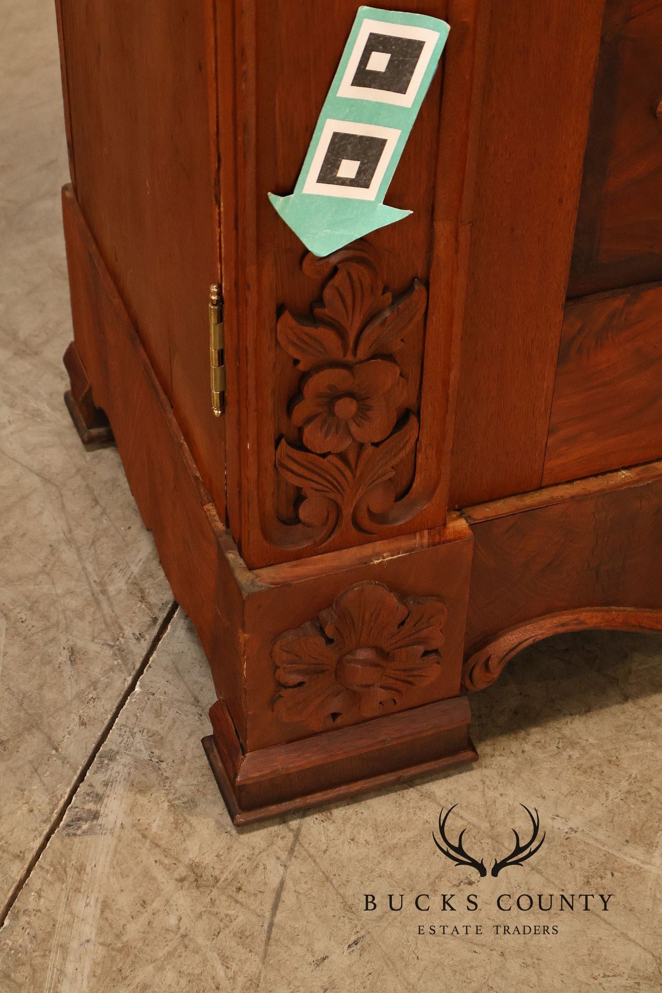 Antique Victorian Renaissance Revival Mahogany Large Two Door Bookcase