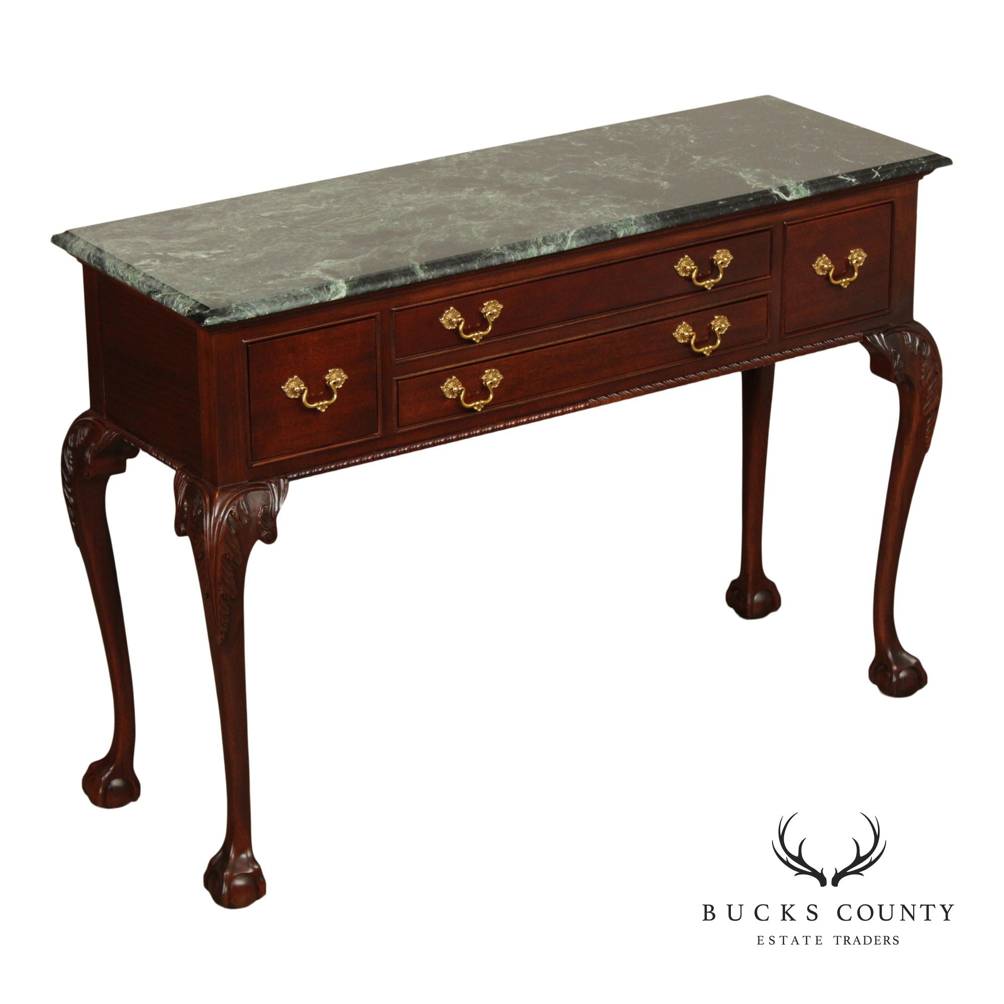 Stickley Georgian Style Granite Top Mahogany Server