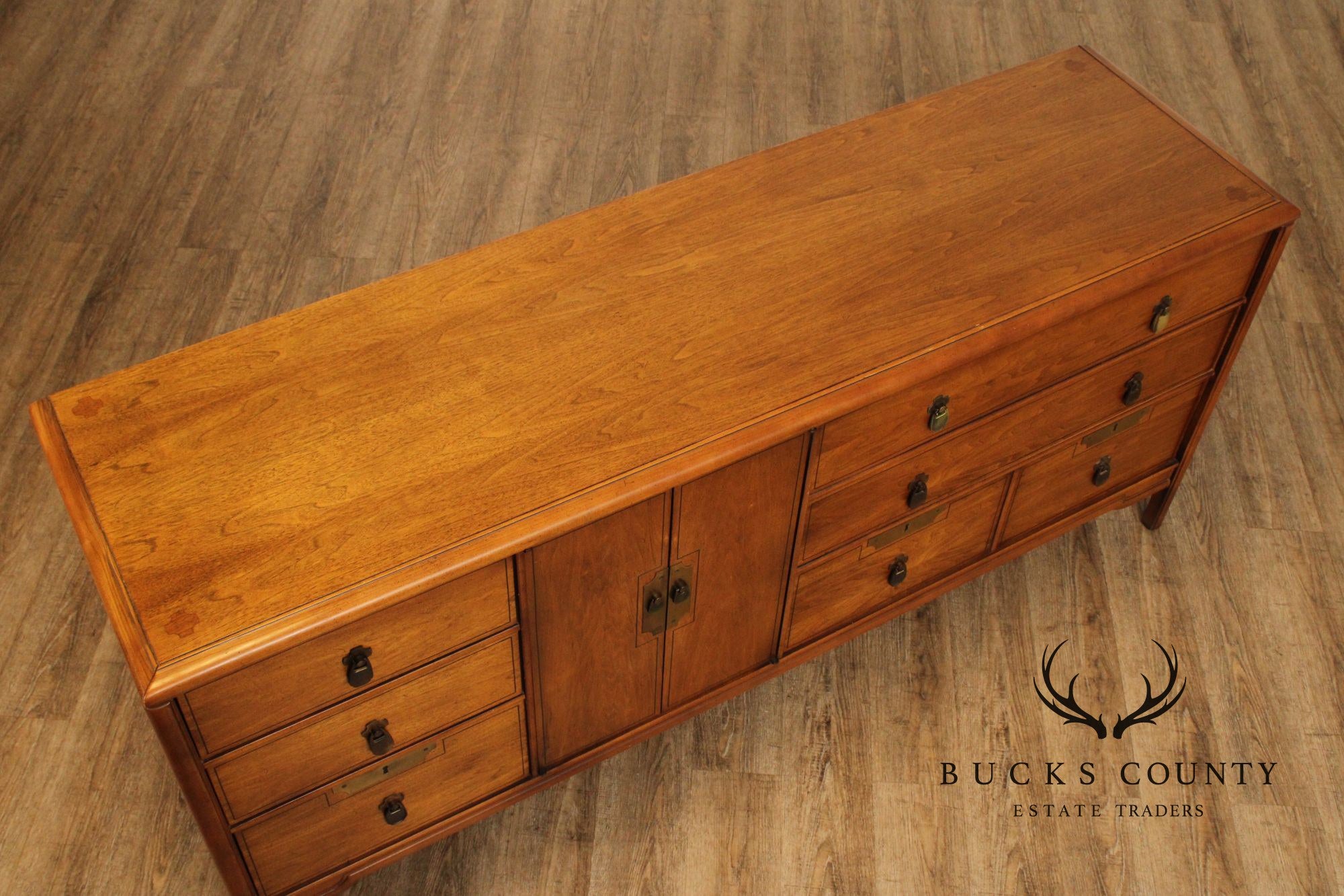 Imperial Furniture Asian Inspired Mid Century Walnut Triple Chest