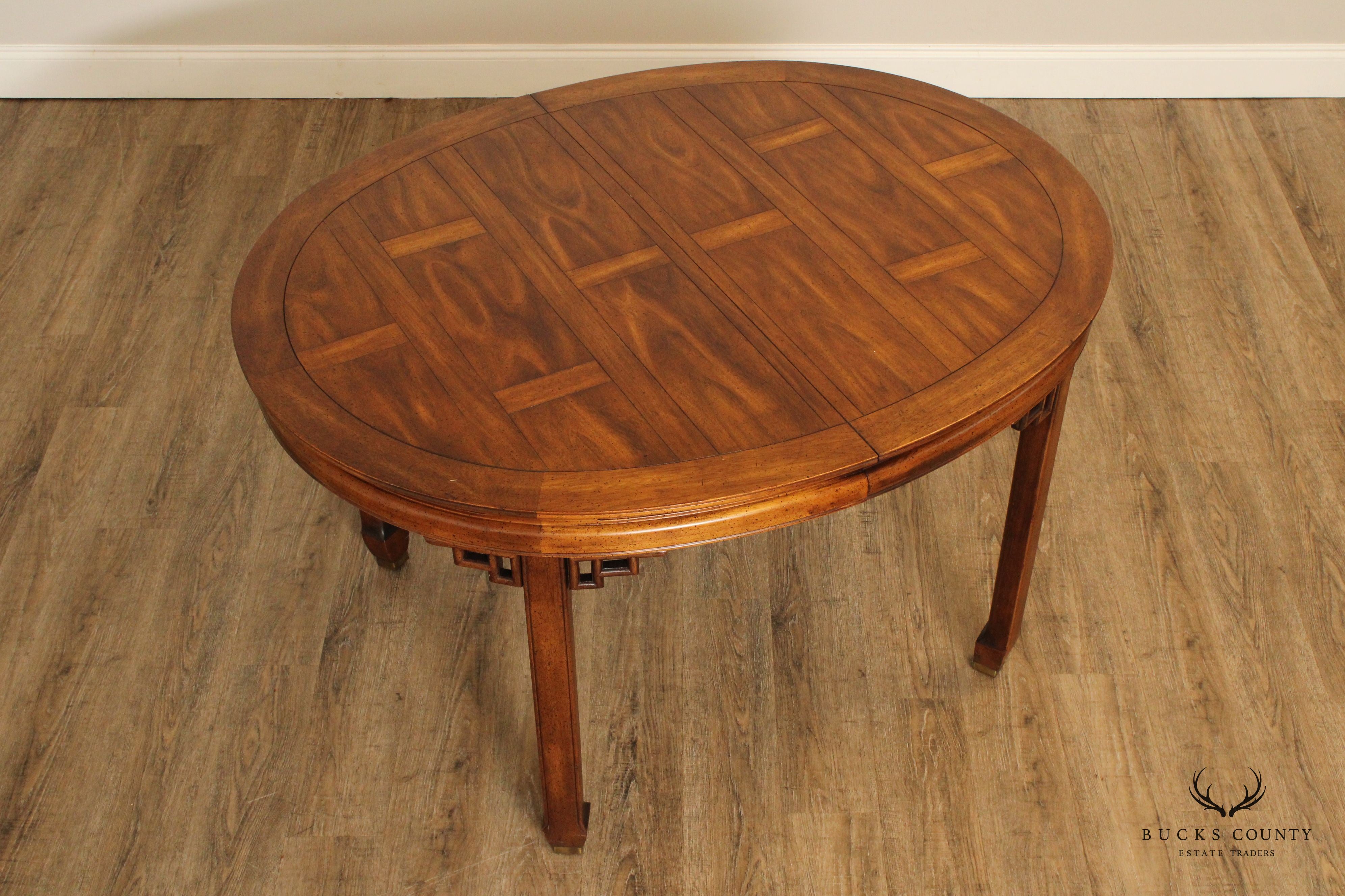 Asian Style Oval Mahogany Extendable Dining Table