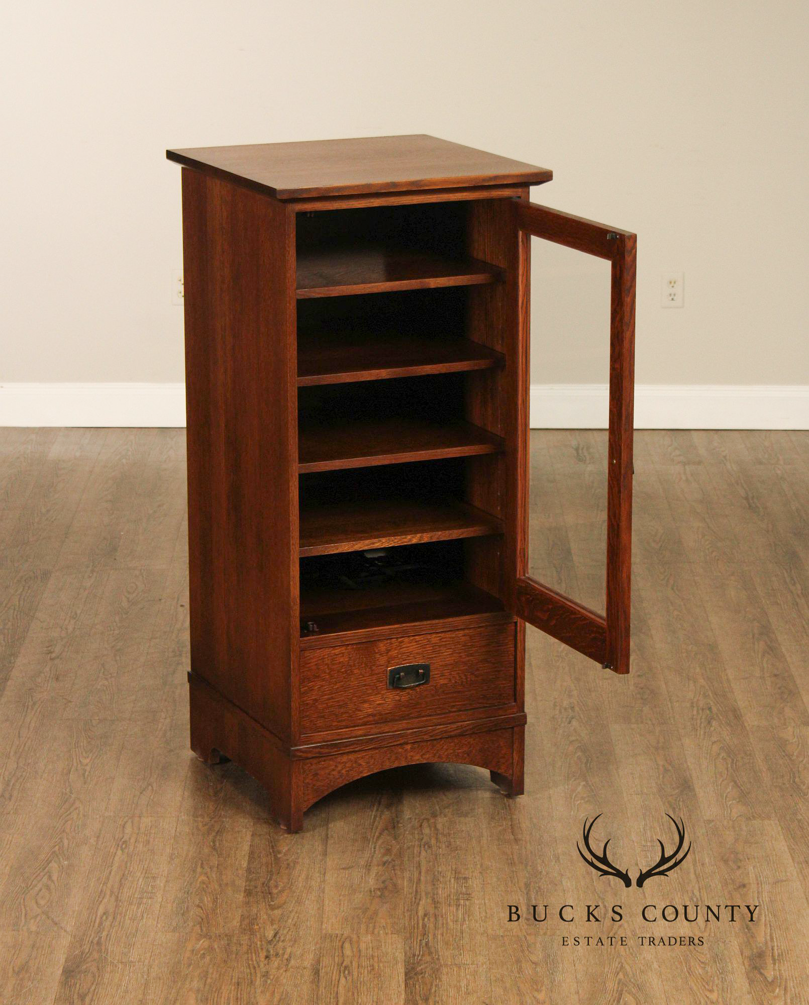 Stickley Mission Collection Oak Single Door Media Cabinet