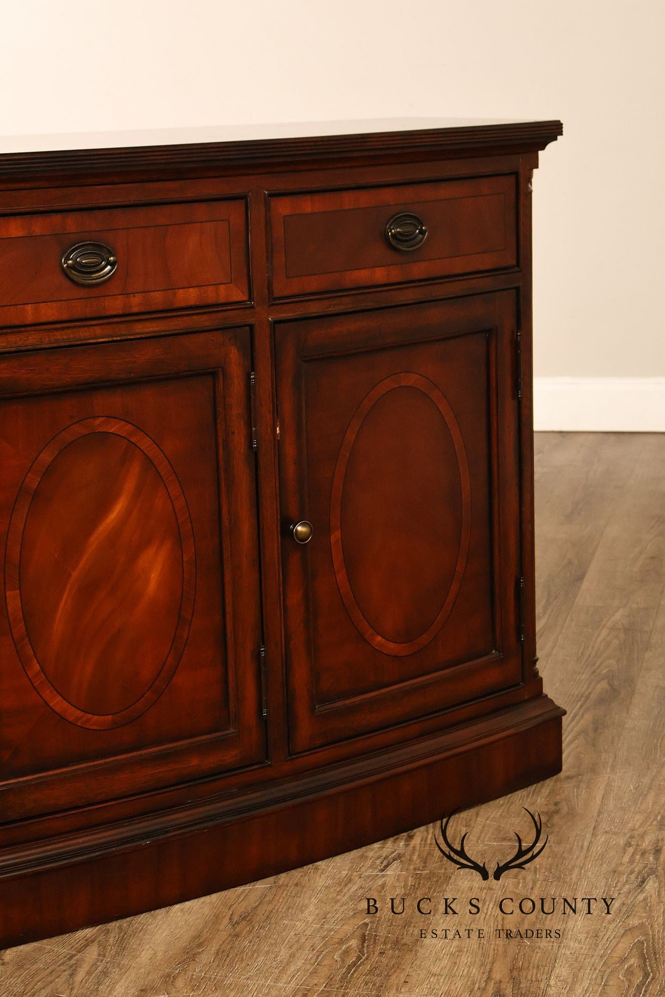 Drexel Heritage British Accents Curved Mahogany Dining Buffet Sideboard