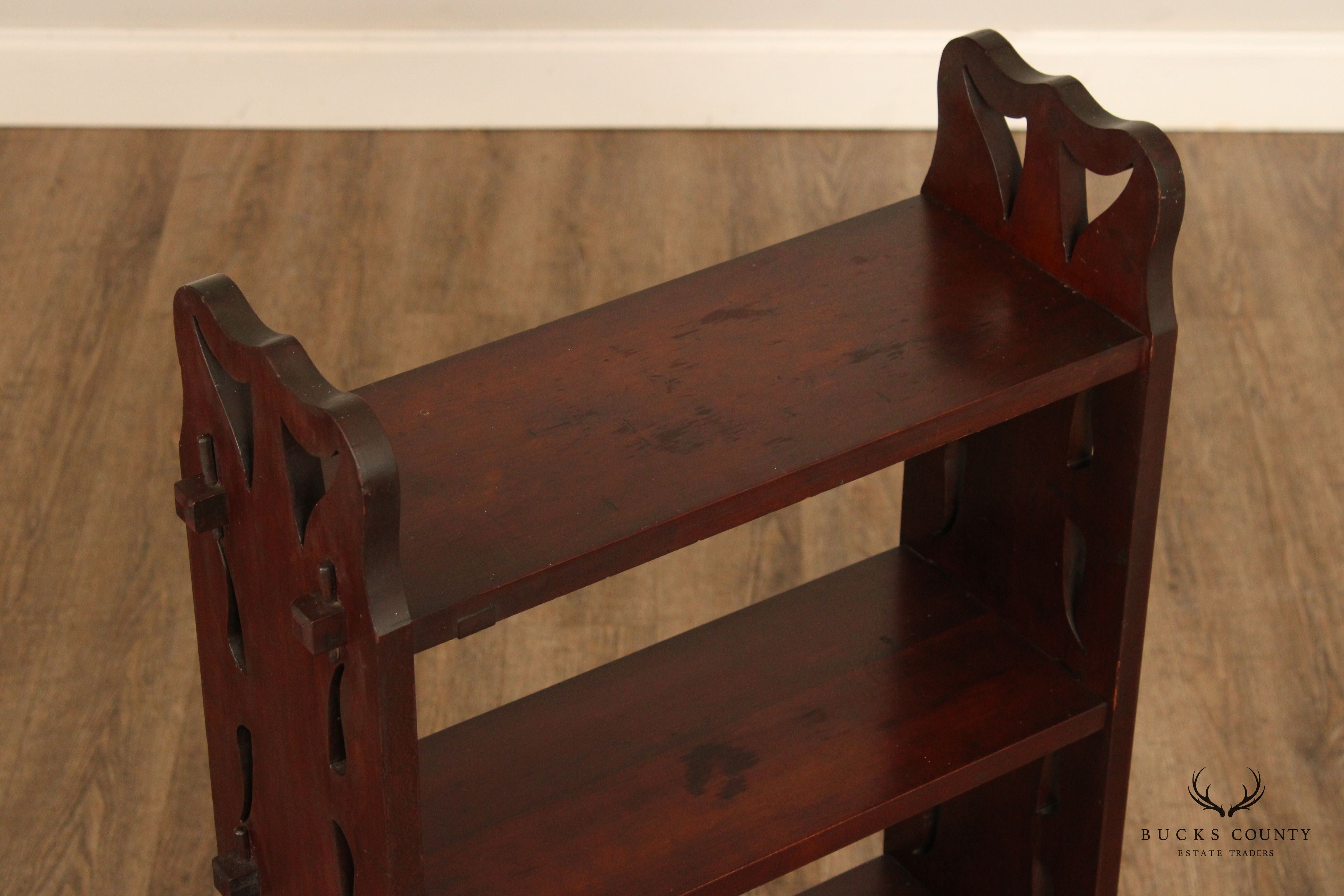 Arts and Crafts Antique Mahogany Magazine Rack and Bookshelf