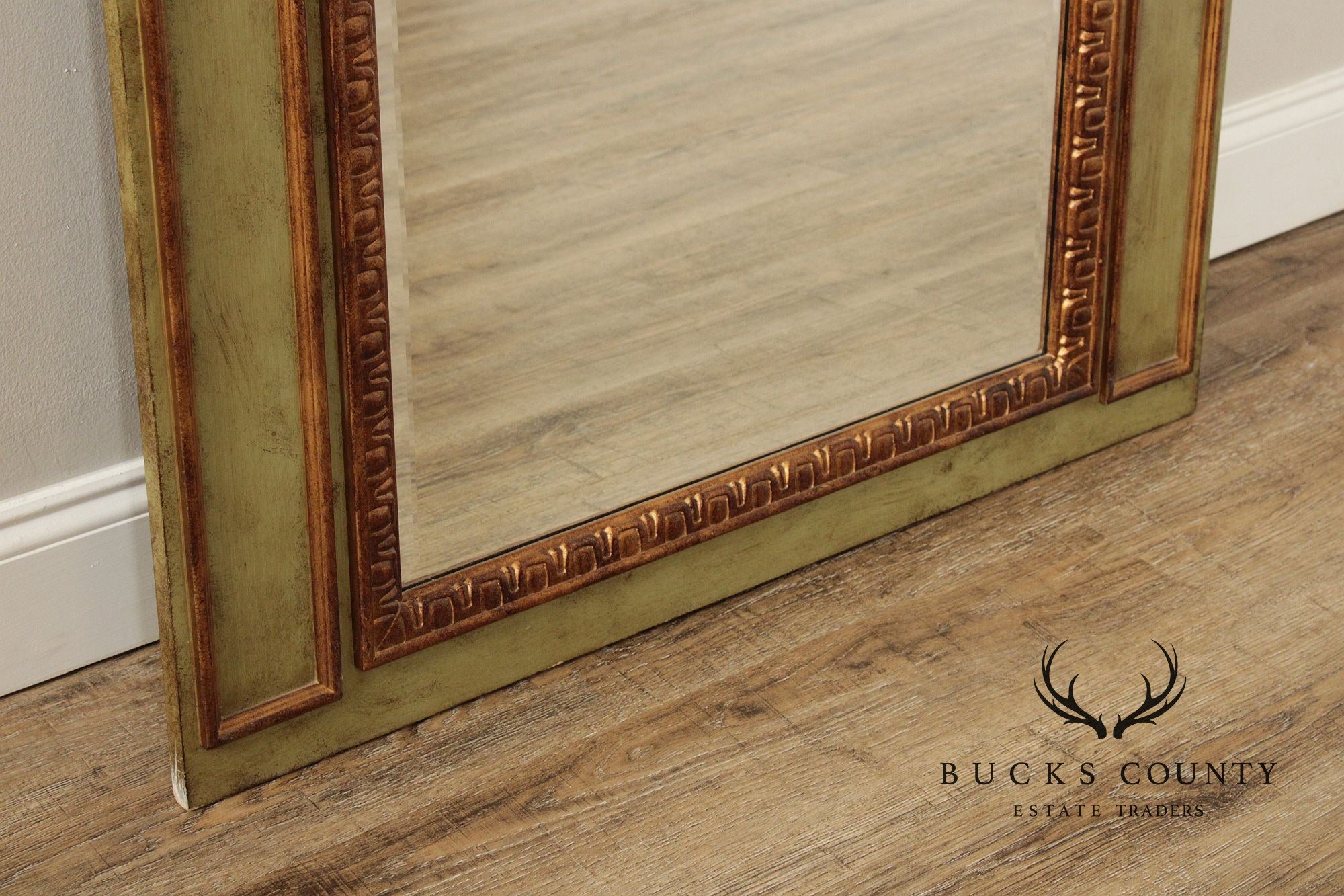 Traditional Distress Painted Large Trumeau Mirror