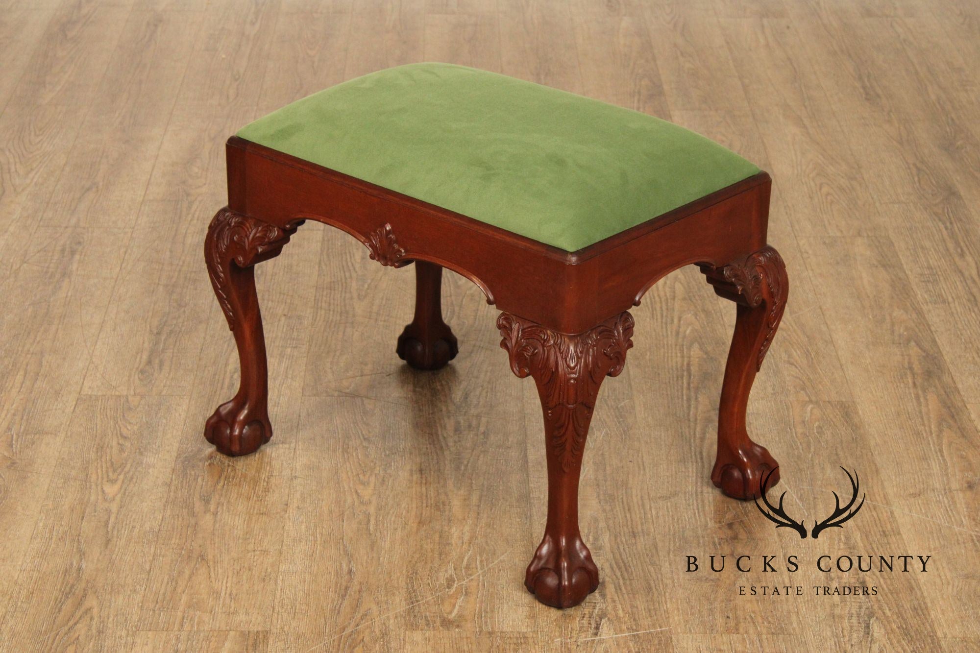 Stickley Chippendale Style Carved Mahogany Foot Stool