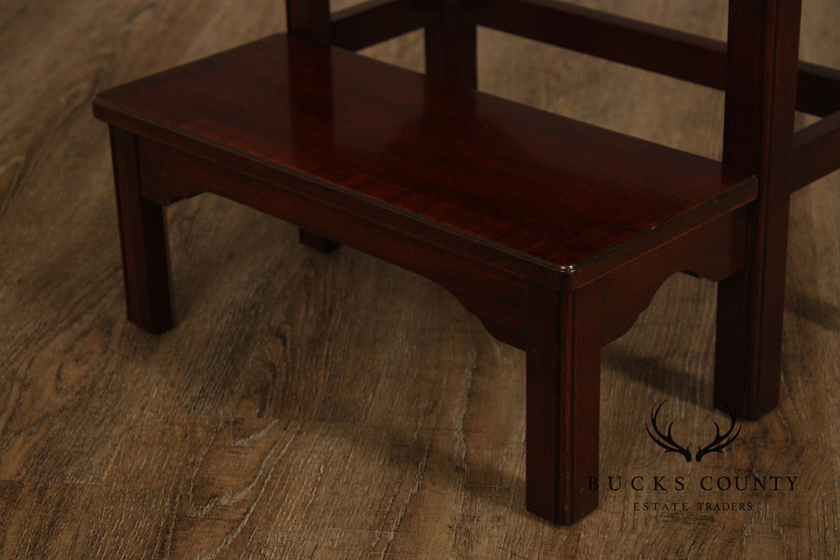 Councill Craftsmen Chippendale Style Inlaid Mahogany Bed Steps