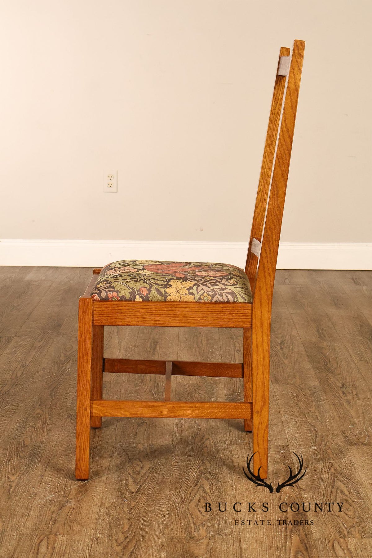 Stickley Mission Collection Set Of Six Oak Spindle Back Dining Chairs